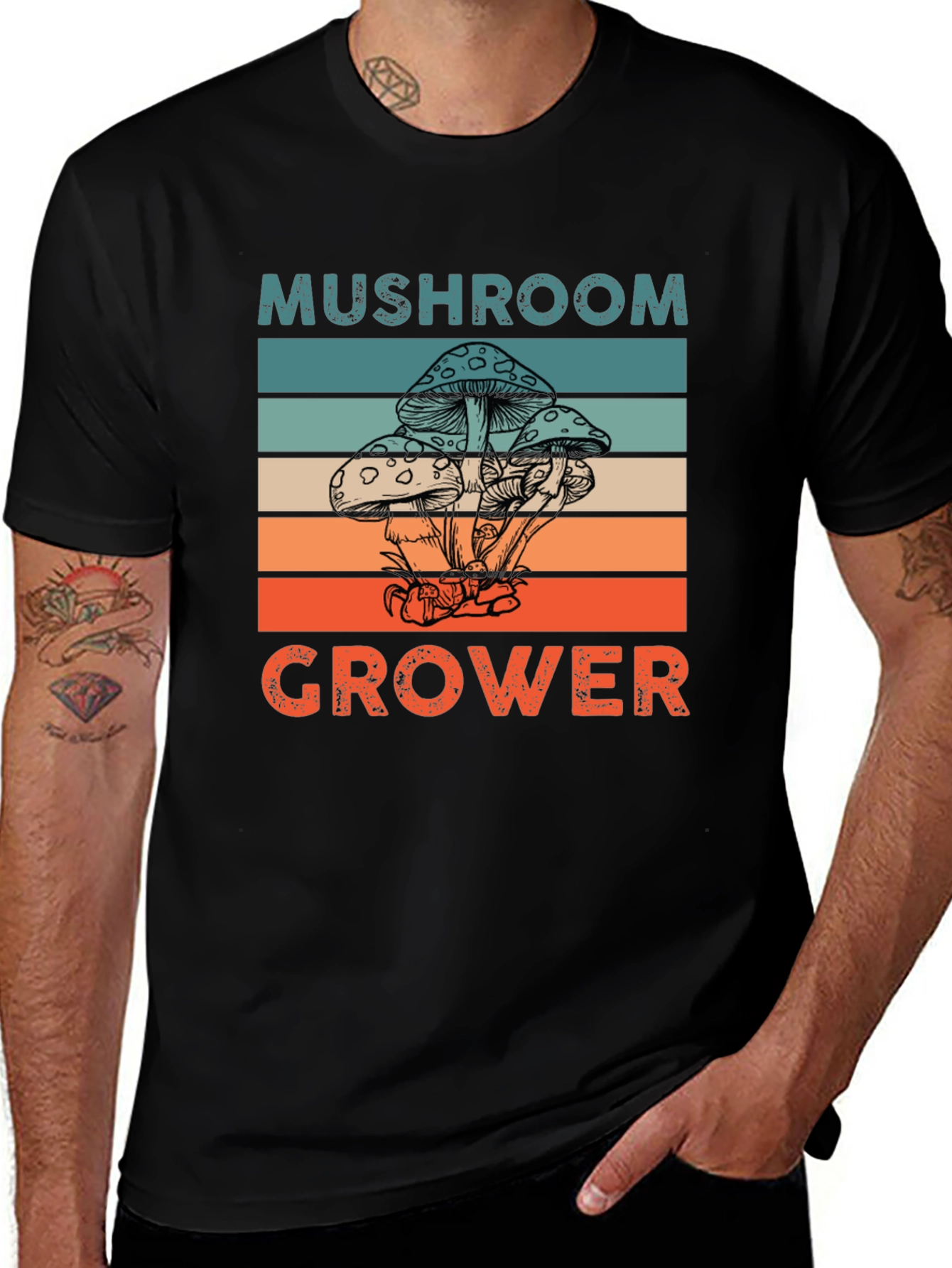 Mushroom Grower Graphic Tee Retro Style
