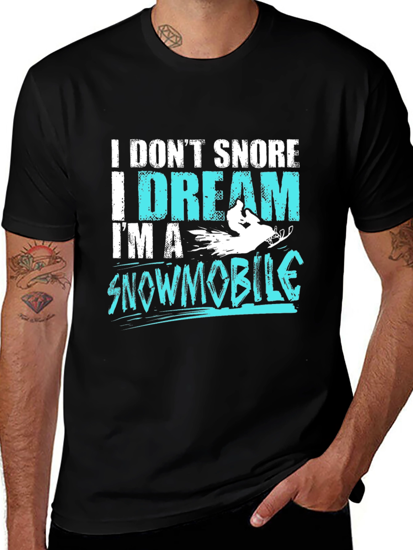 I Dream Im A Snowmobile Black T-Shirt