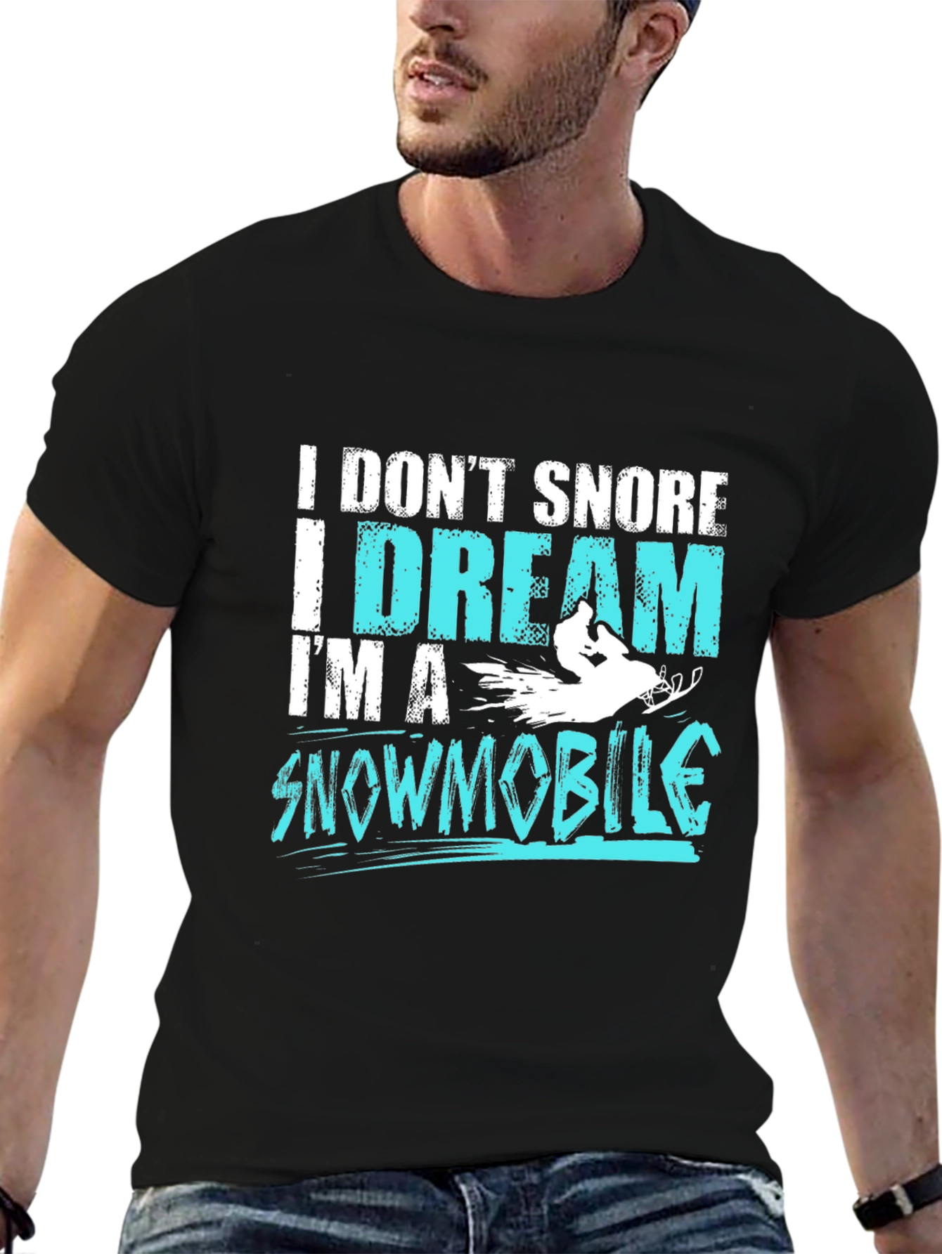 I Dream Im A Snowmobile Black T-Shirt