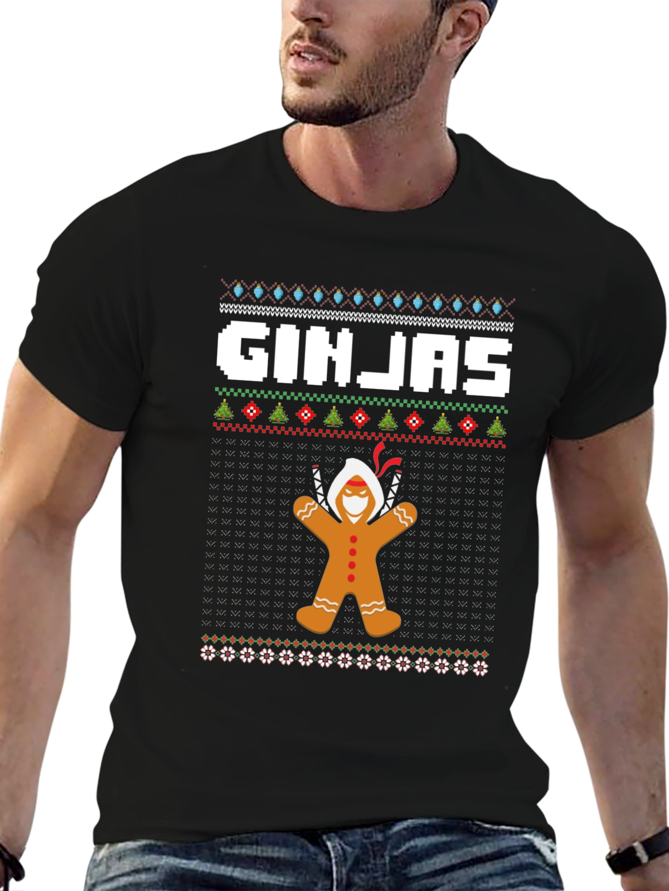 Ginjas Gingerbread Ninja Ugly Christmas T-Shirt