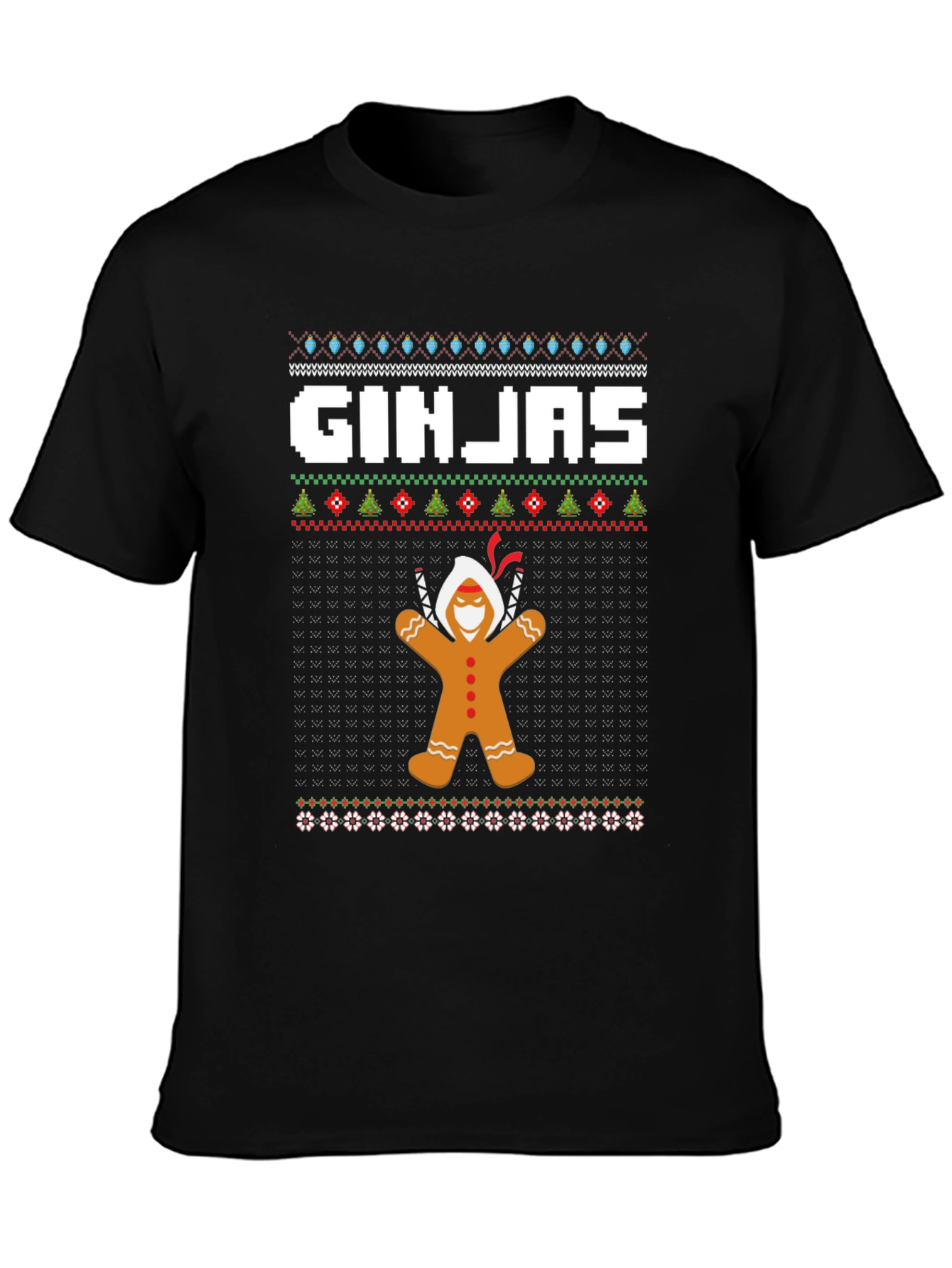Ginjas Gingerbread Ninja Ugly Christmas T-Shirt