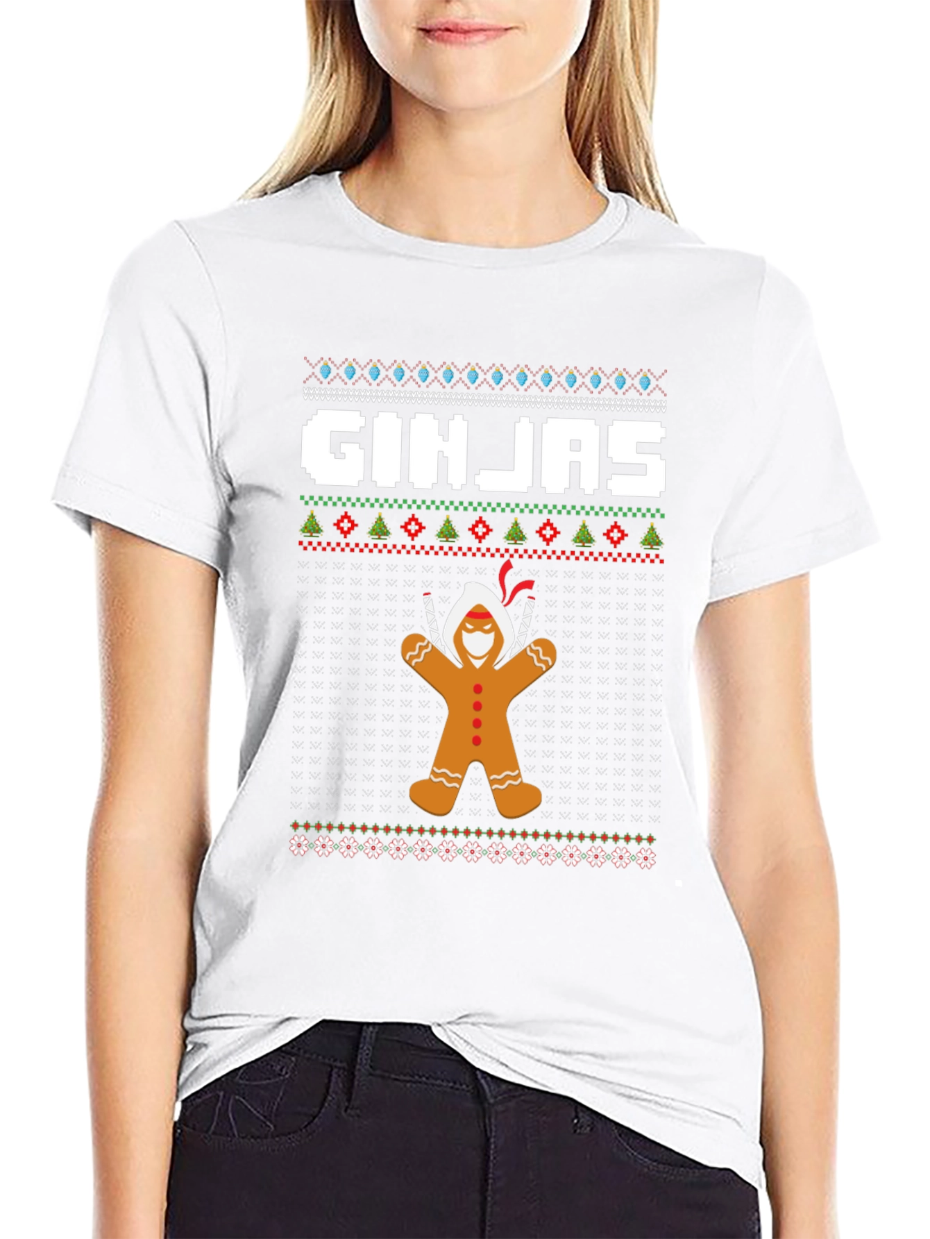 Ginjas Gingerbread Ninja Ugly Christmas T-Shirt