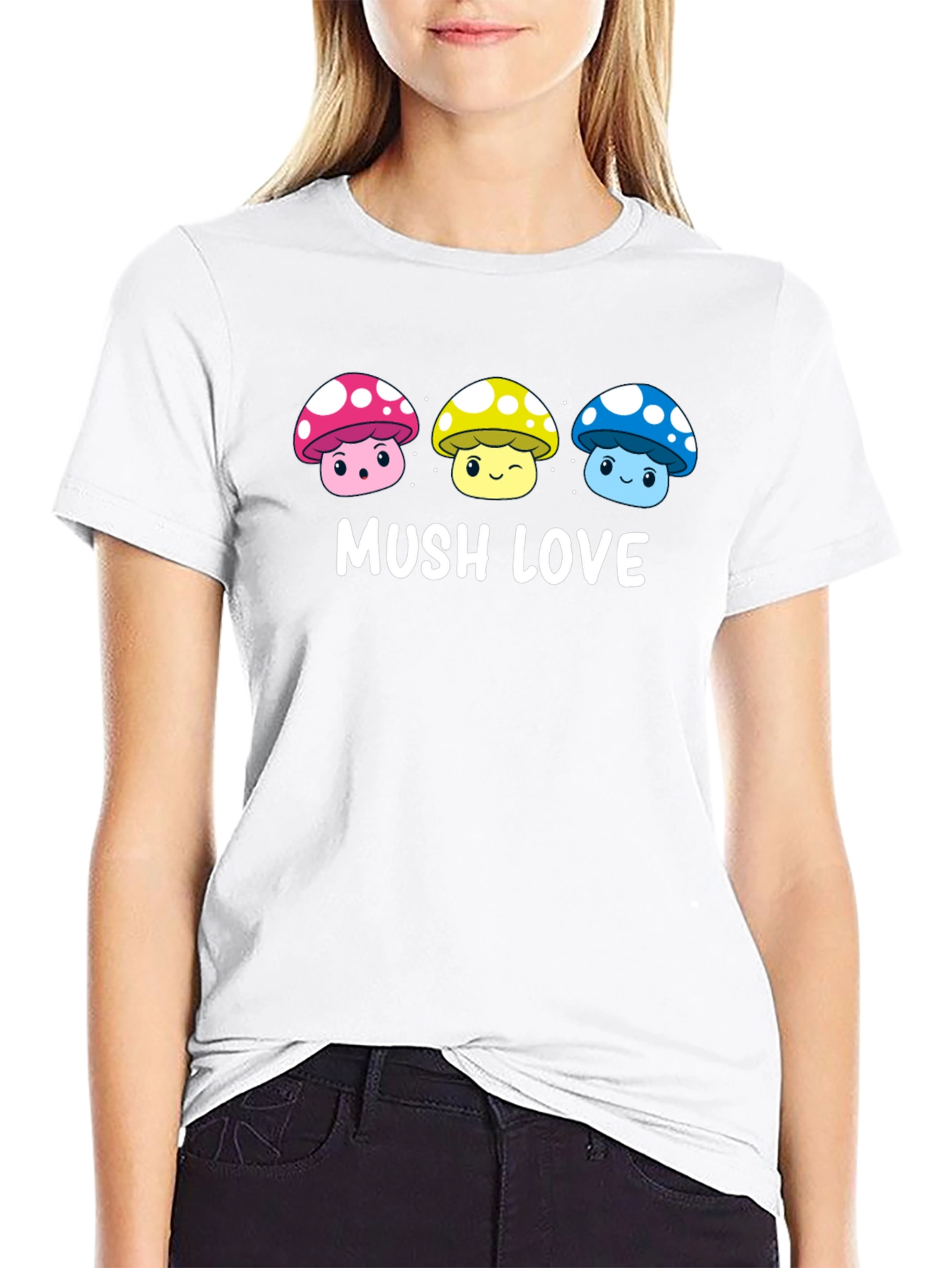 Mushroom Love Graphic T-Shirt - Cute Kawaii Design