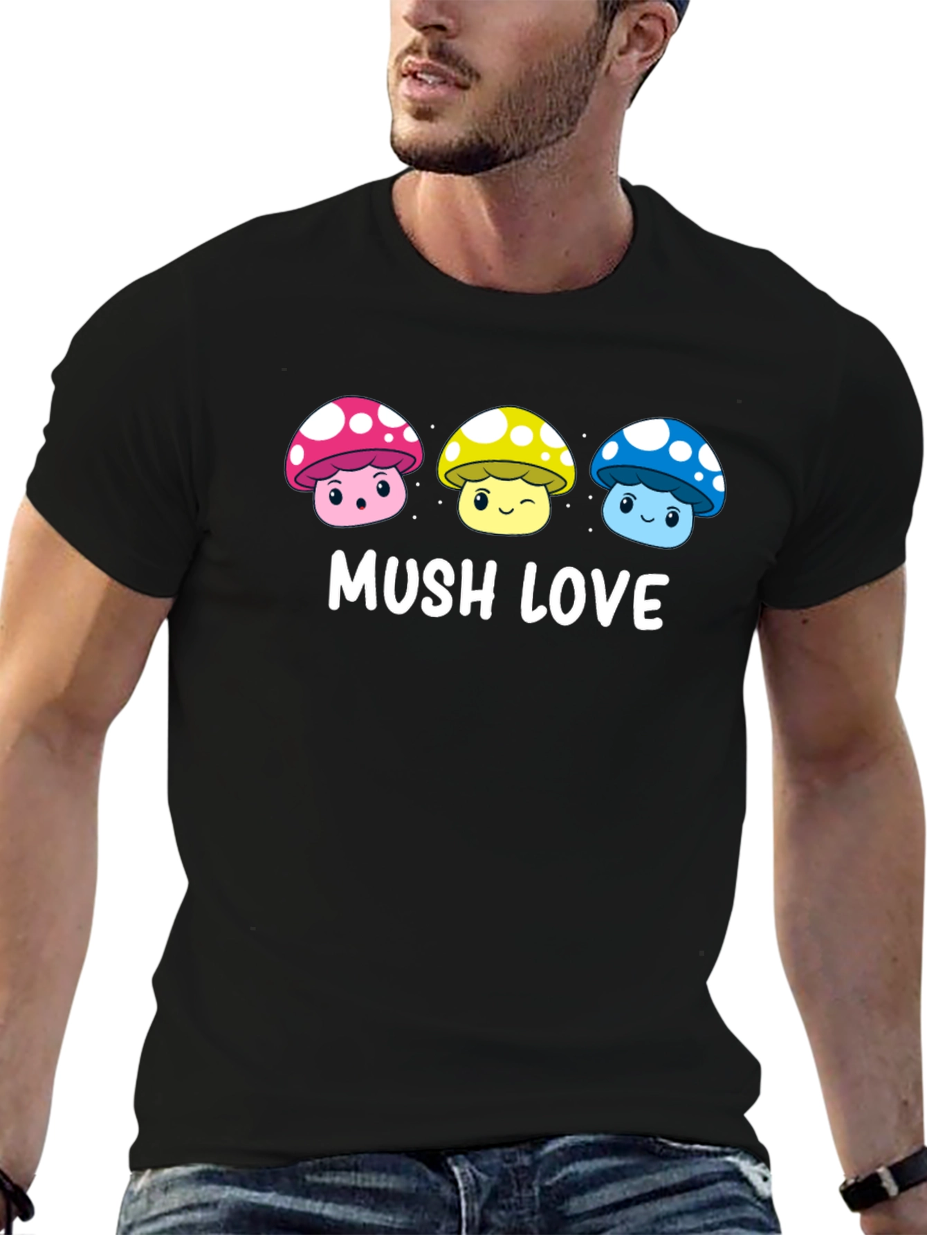 Mushroom Love Graphic T-Shirt - Cute Kawaii Design