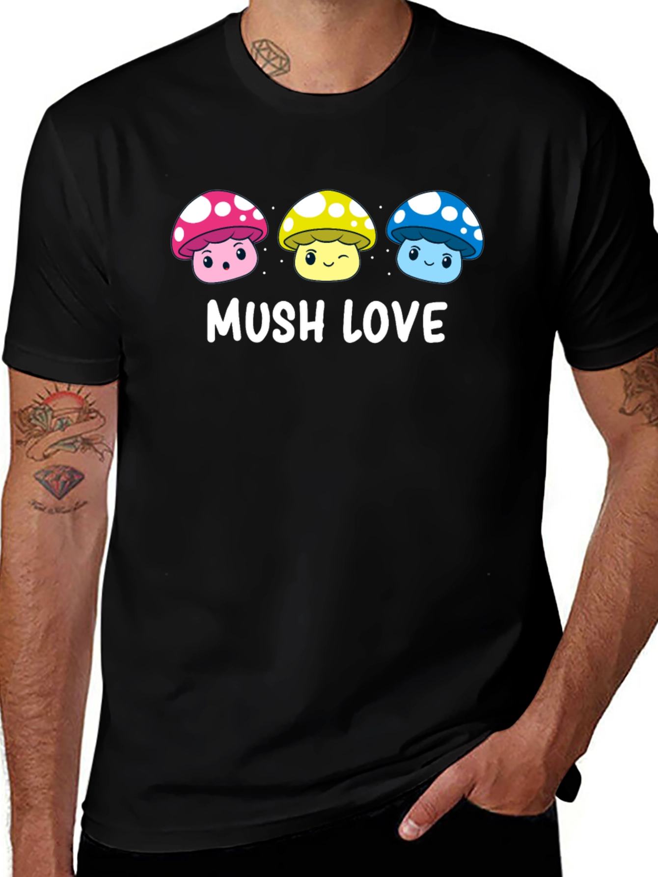 Mushroom Love Graphic T-Shirt - Cute Kawaii Design