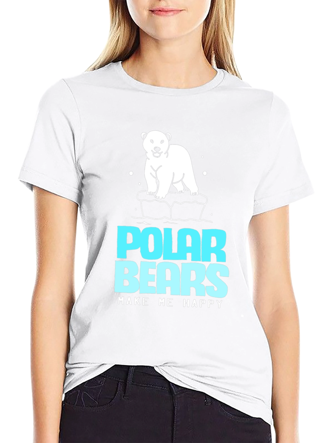 Polar Bears Make Me Happy Black T-Shirt