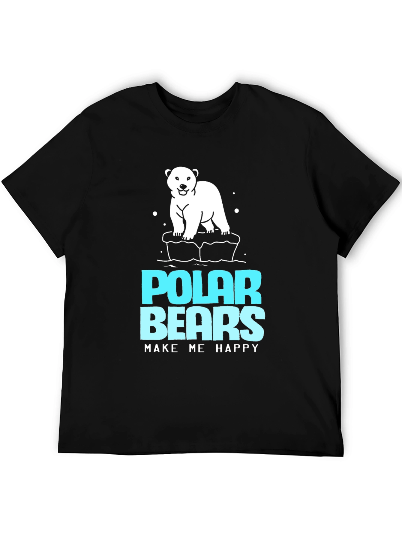 Polar Bears Make Me Happy Black T-Shirt