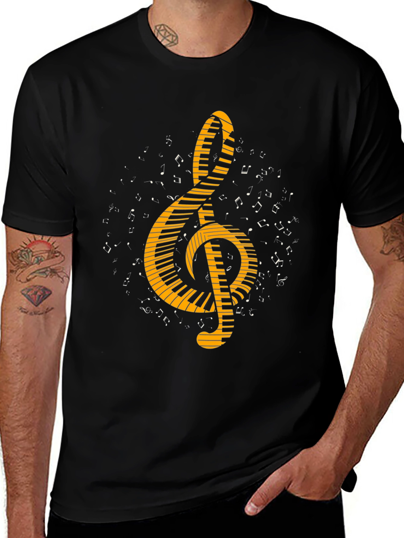 Musical Treble Clef Keyboard Graphic Tee