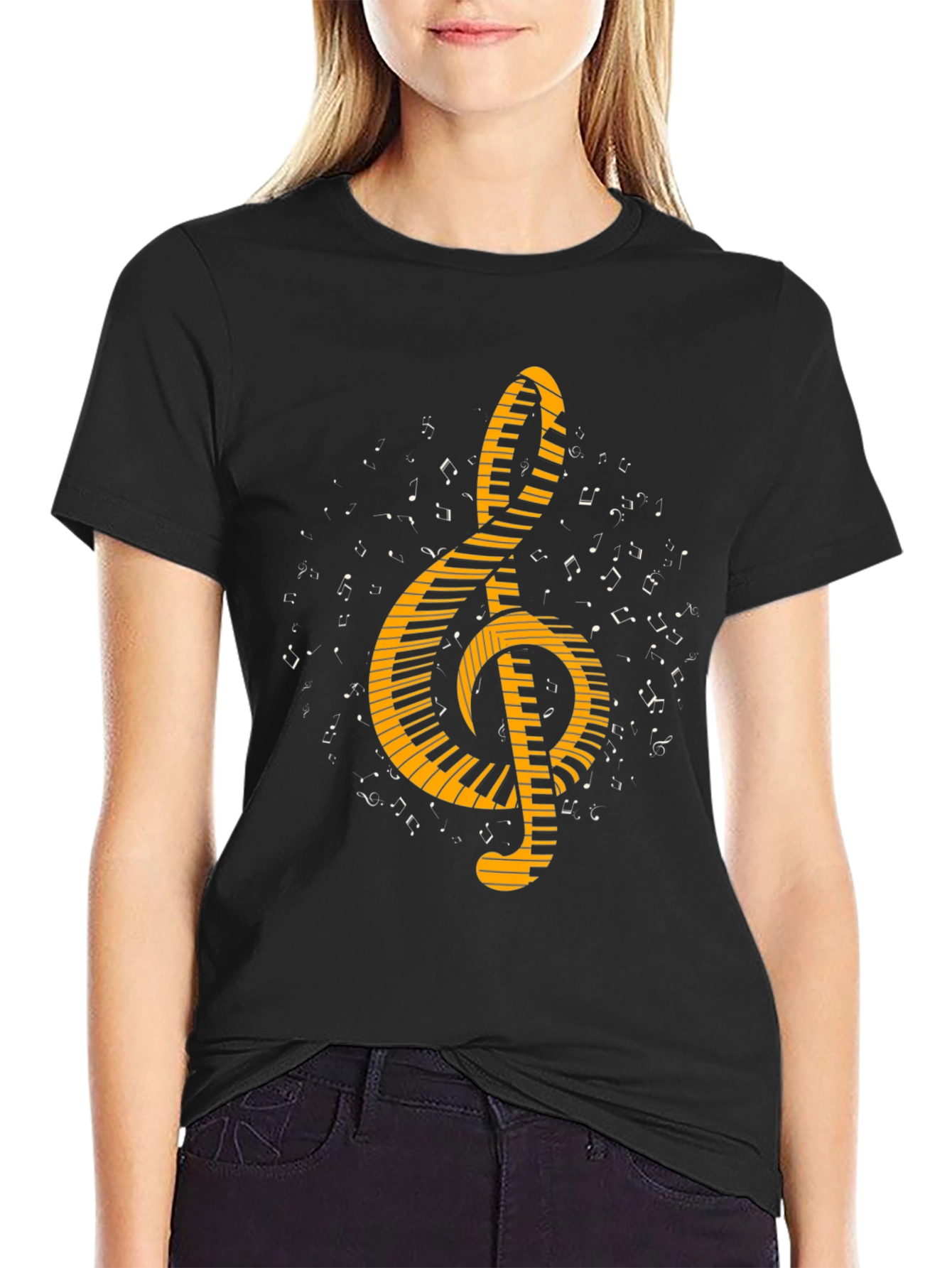Musical Treble Clef Keyboard Graphic Tee