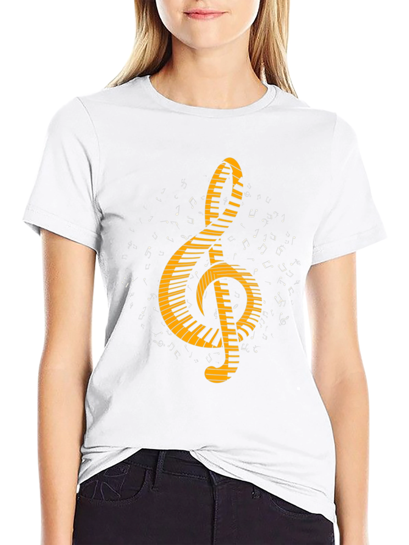 Musical Treble Clef Keyboard Graphic Tee
