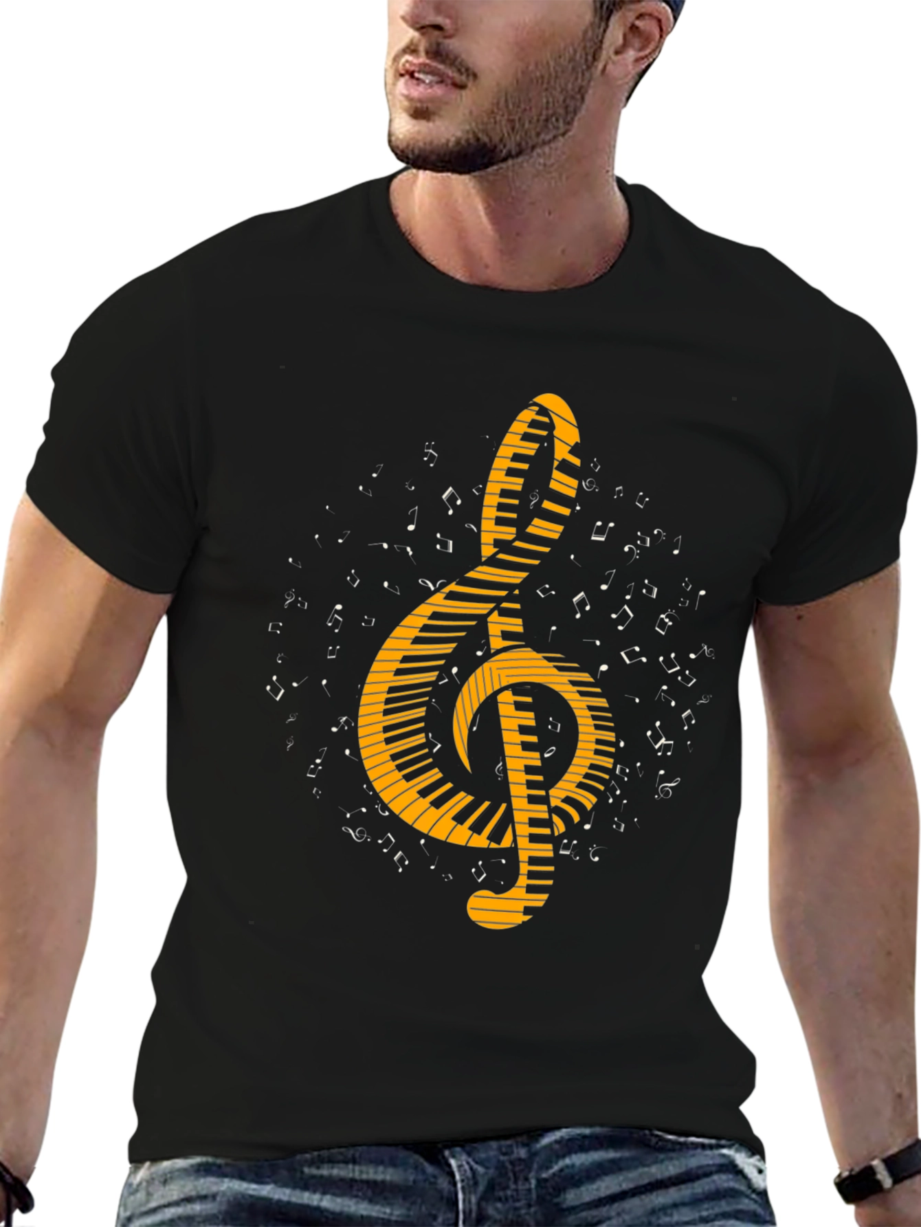 Musical Treble Clef Keyboard Graphic Tee