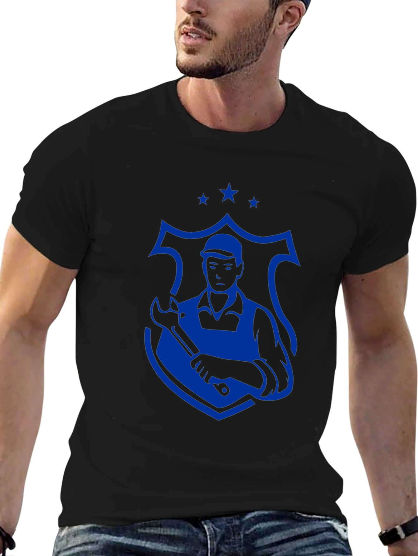 Mechanic Graphic Tee - Black Crewneck T-Shirt