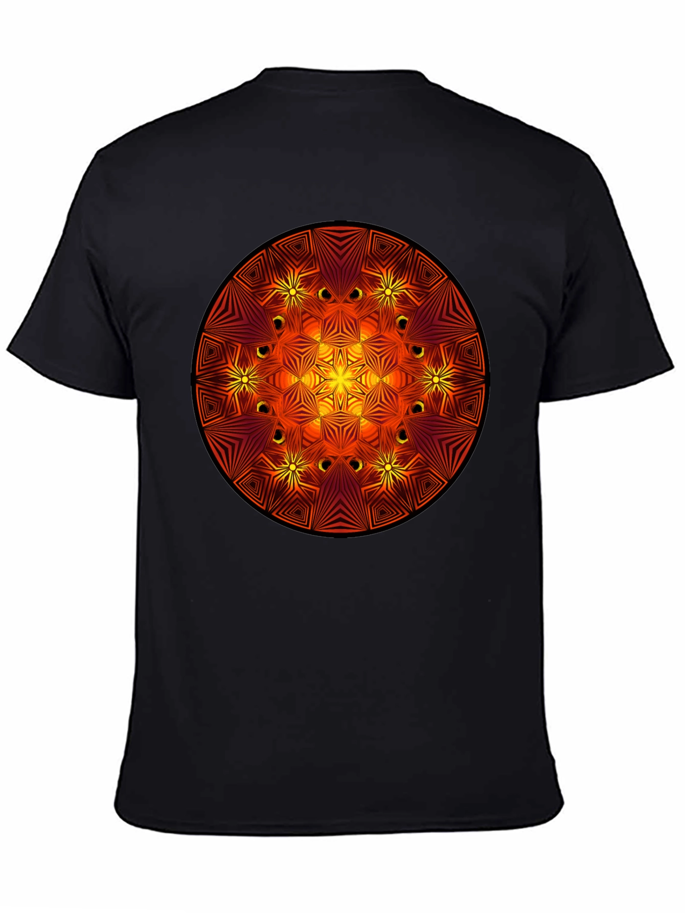 Fiery Mandala Graphic Black T-Shirt