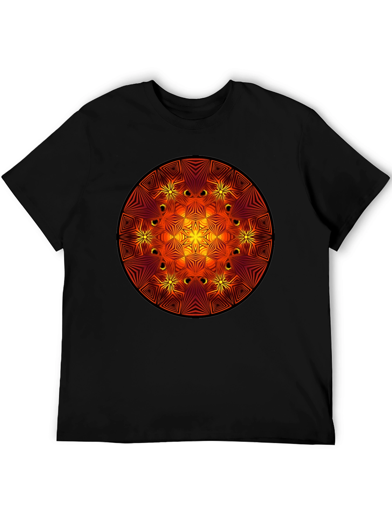 Fiery Mandala Graphic Black T-Shirt