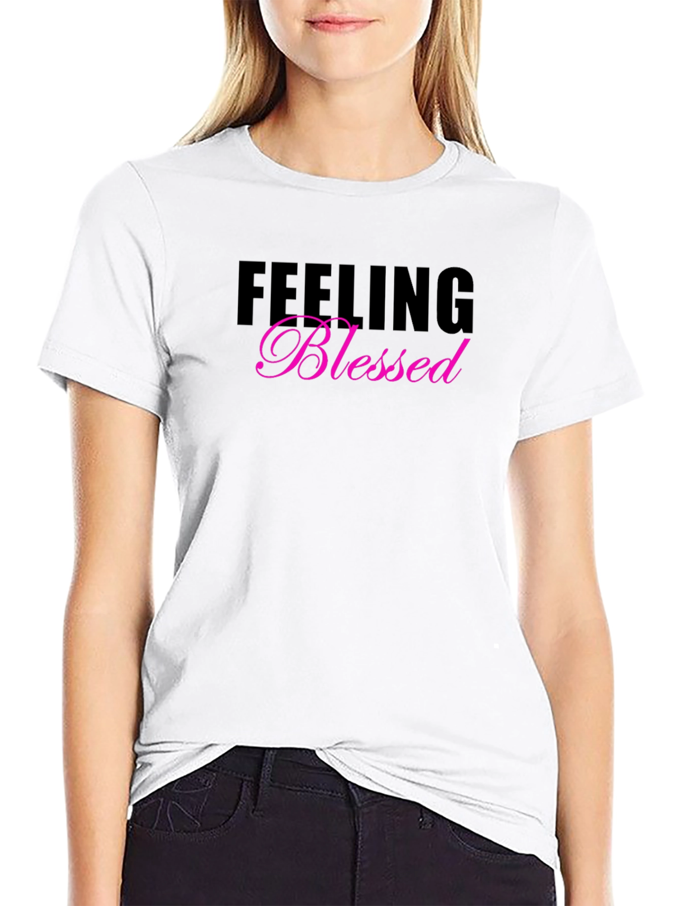 Feeling Blessed Graphic Tee - Black Casual T-Shirt
