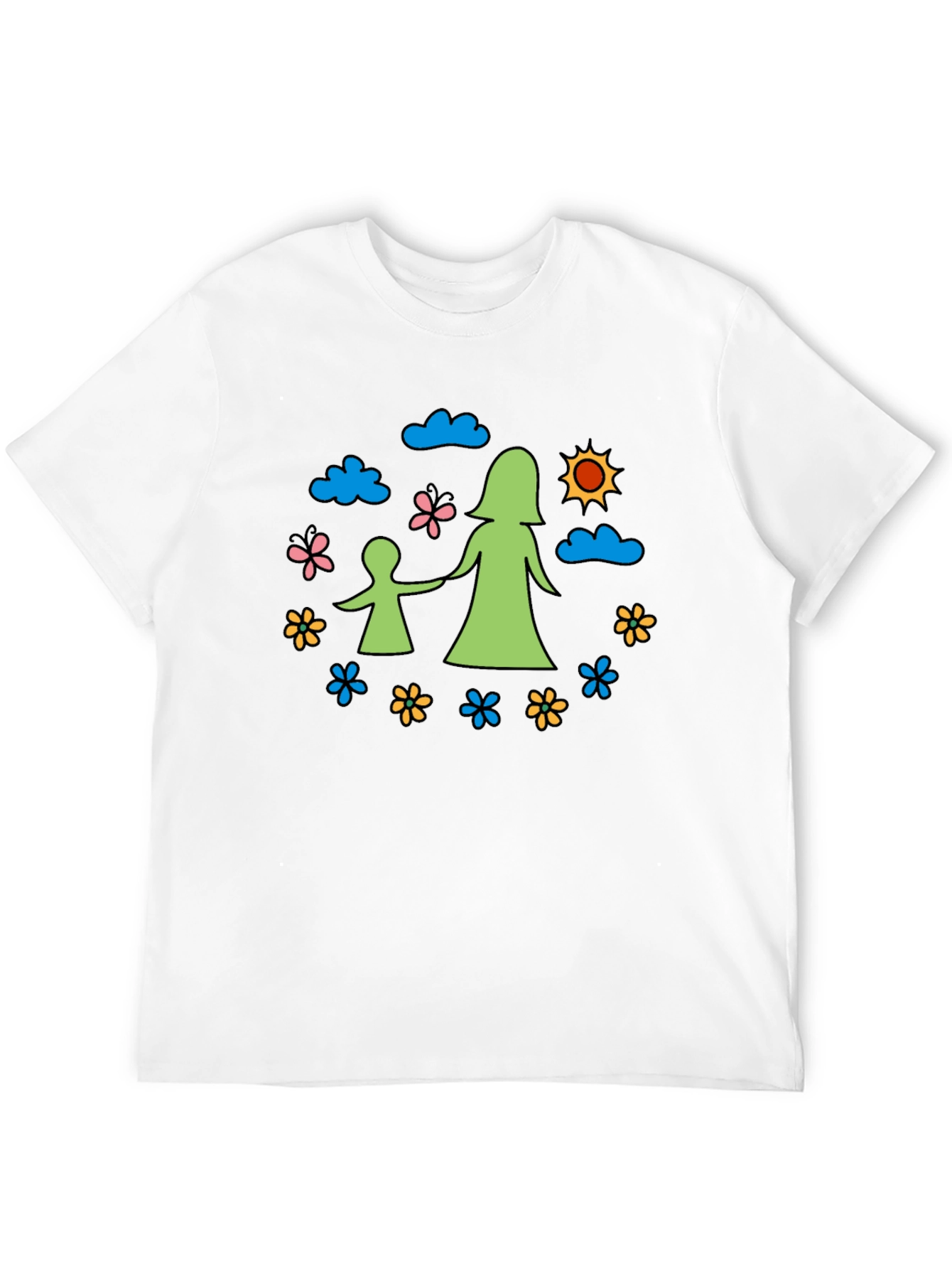 Mother & Child Graphic Tee - Black Cotton Blend