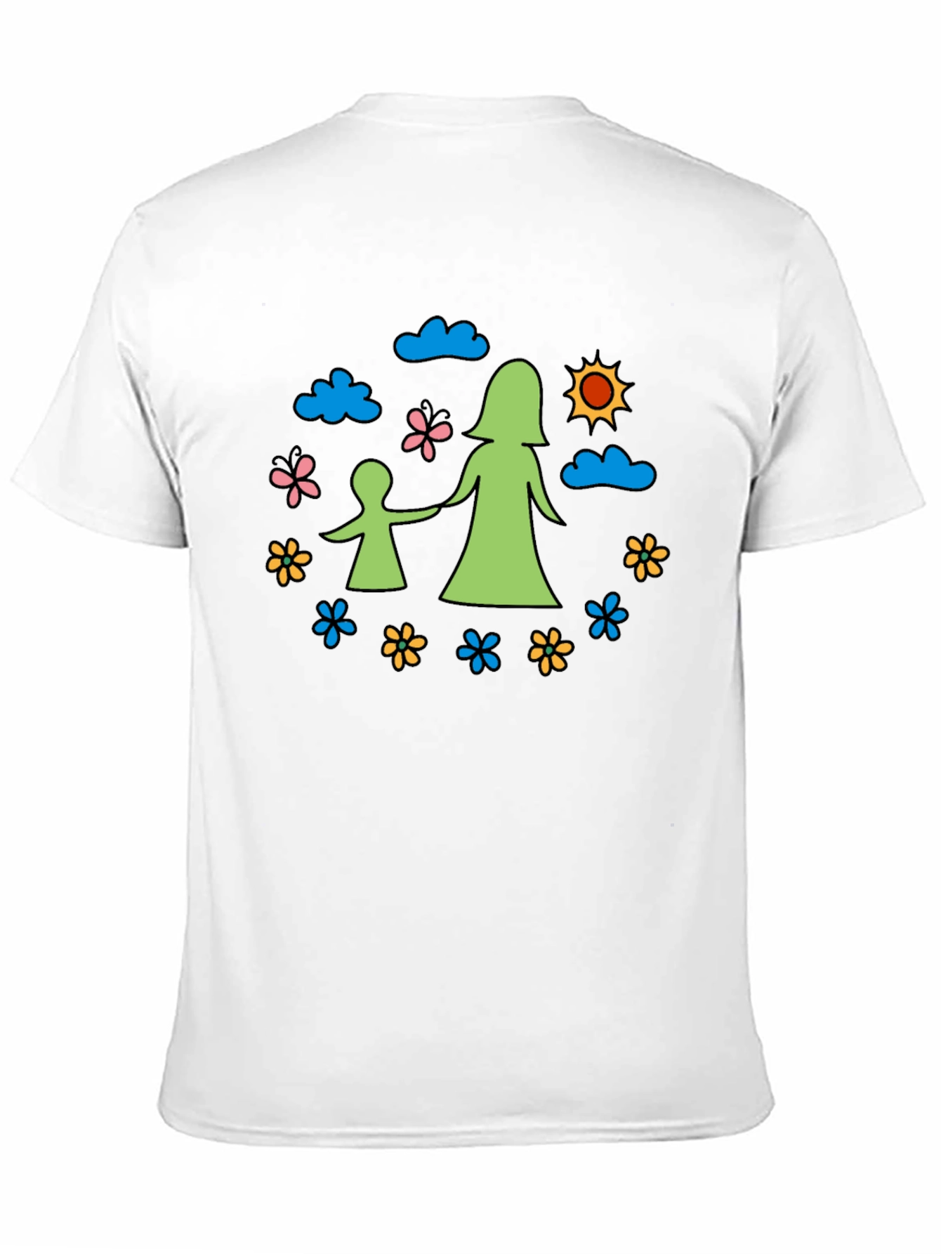 Mother & Child Graphic Tee - Black Cotton Blend