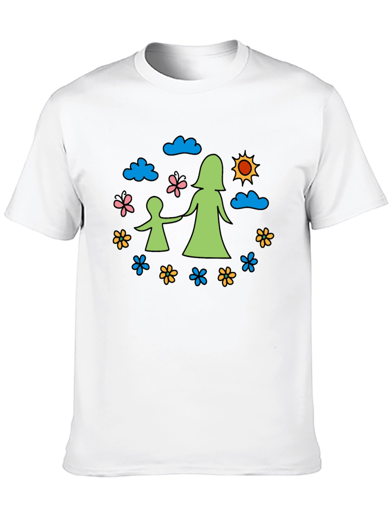 Mother & Child Graphic Tee - Black Cotton Blend