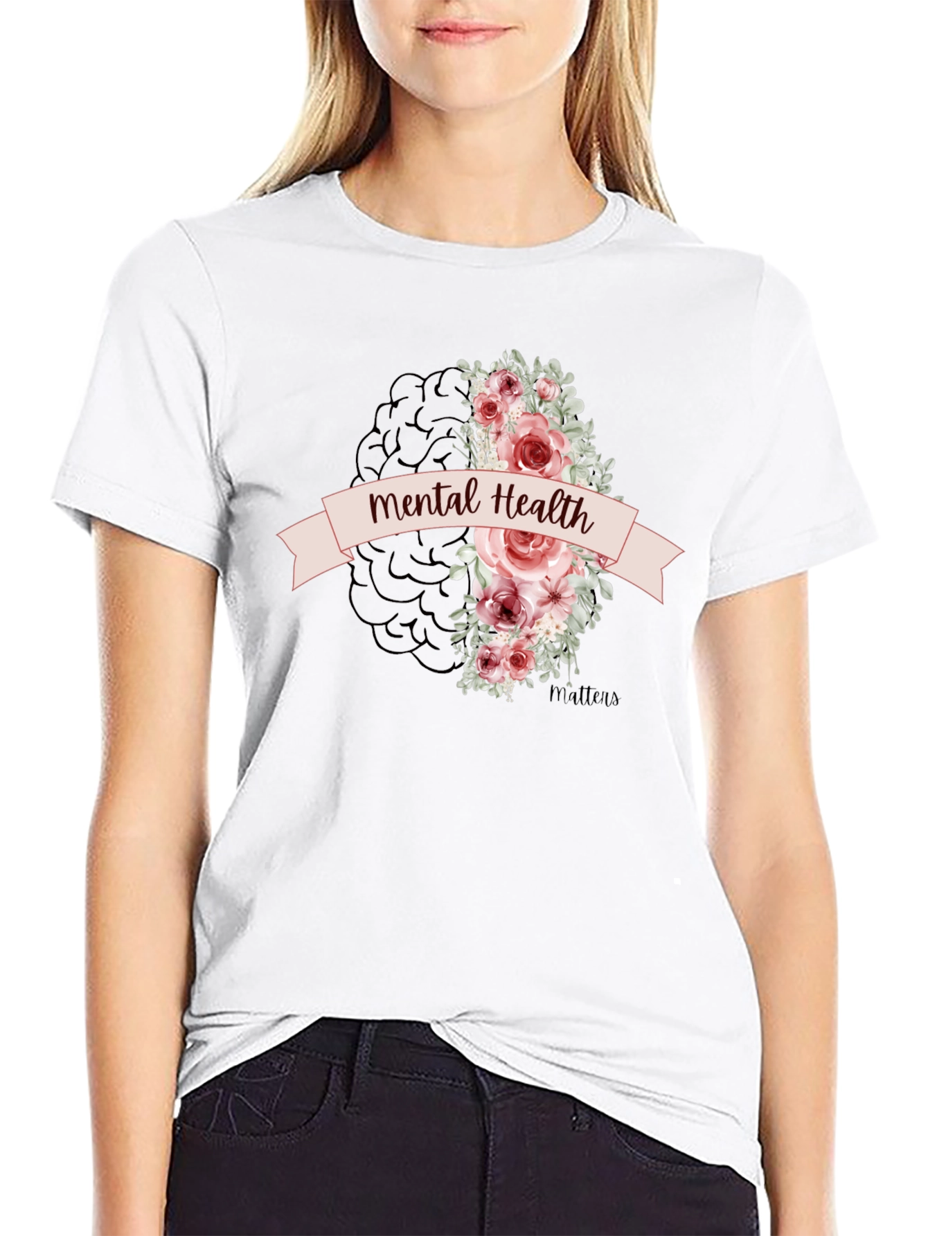 Mental Health Matters Floral Brain Graphic Tee