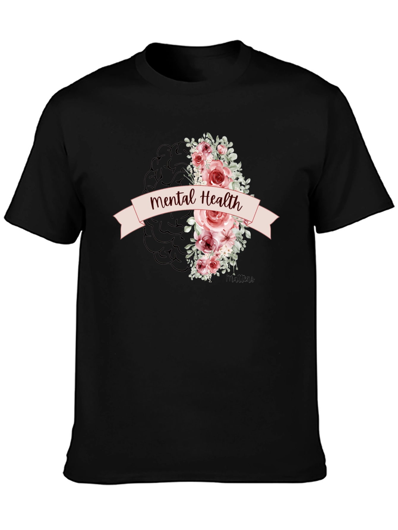 Mental Health Matters Floral Brain Graphic Tee