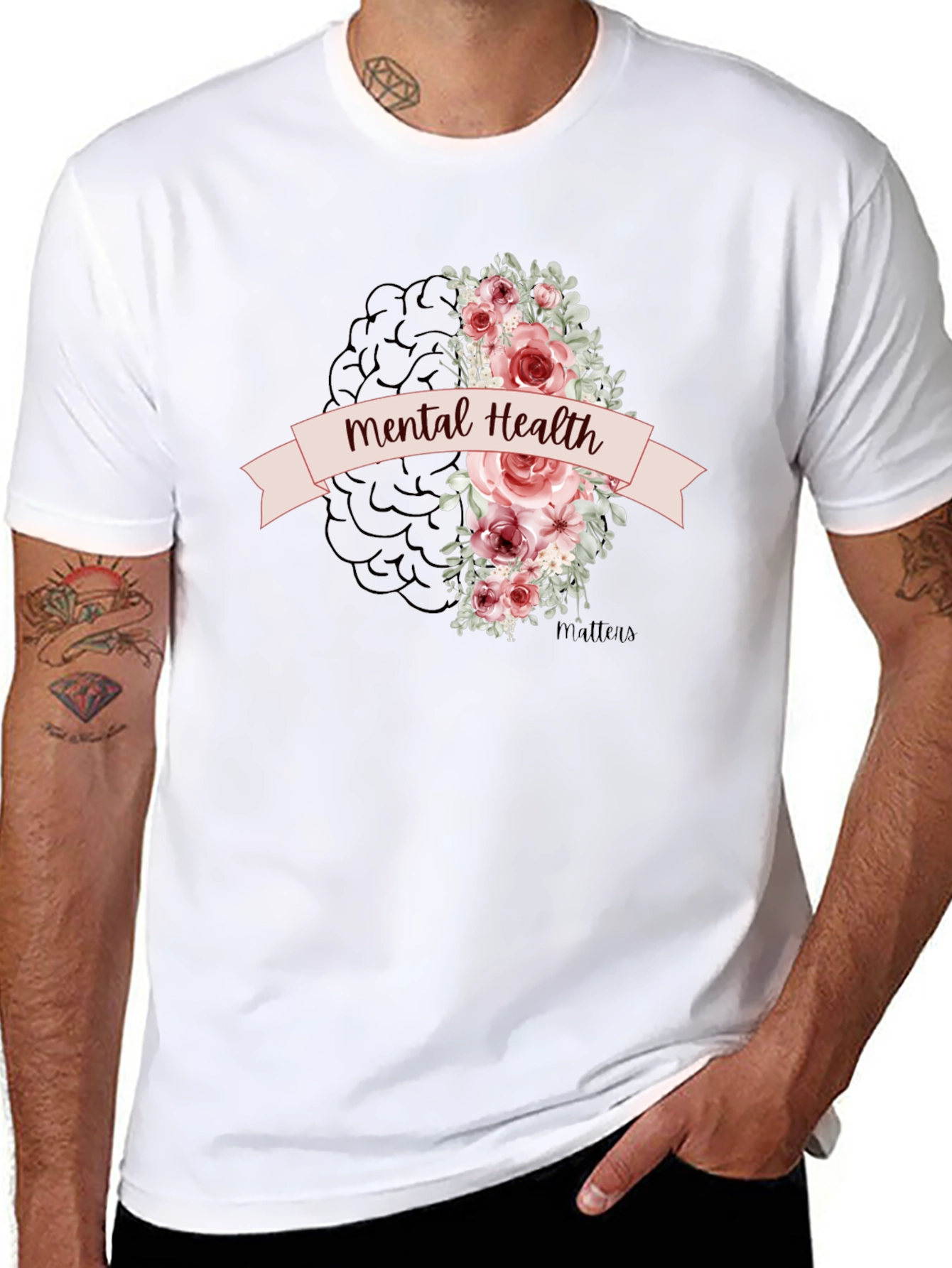 Mental Health Matters Floral Brain Graphic Tee