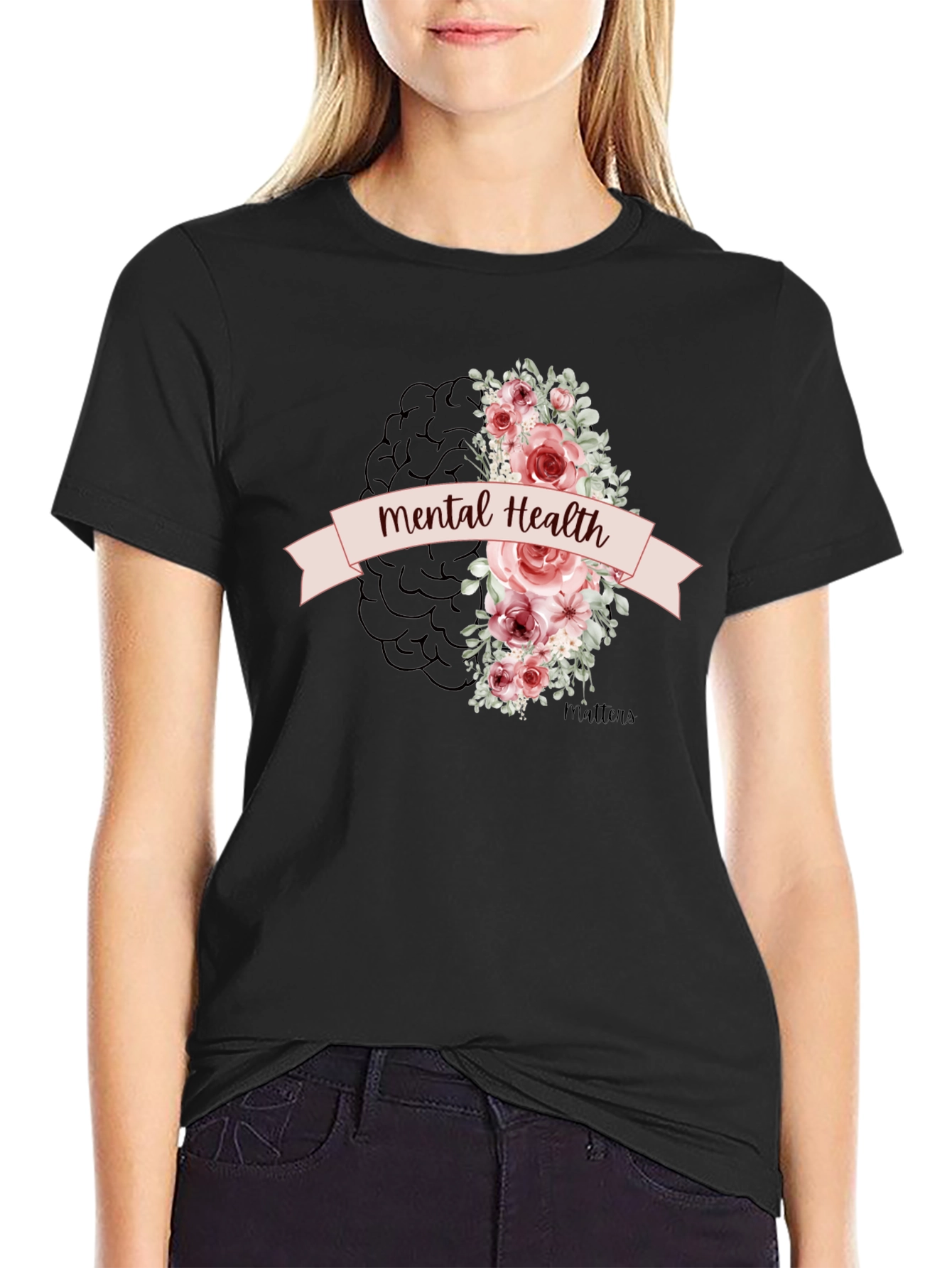 Mental Health Matters Floral Brain Graphic Tee