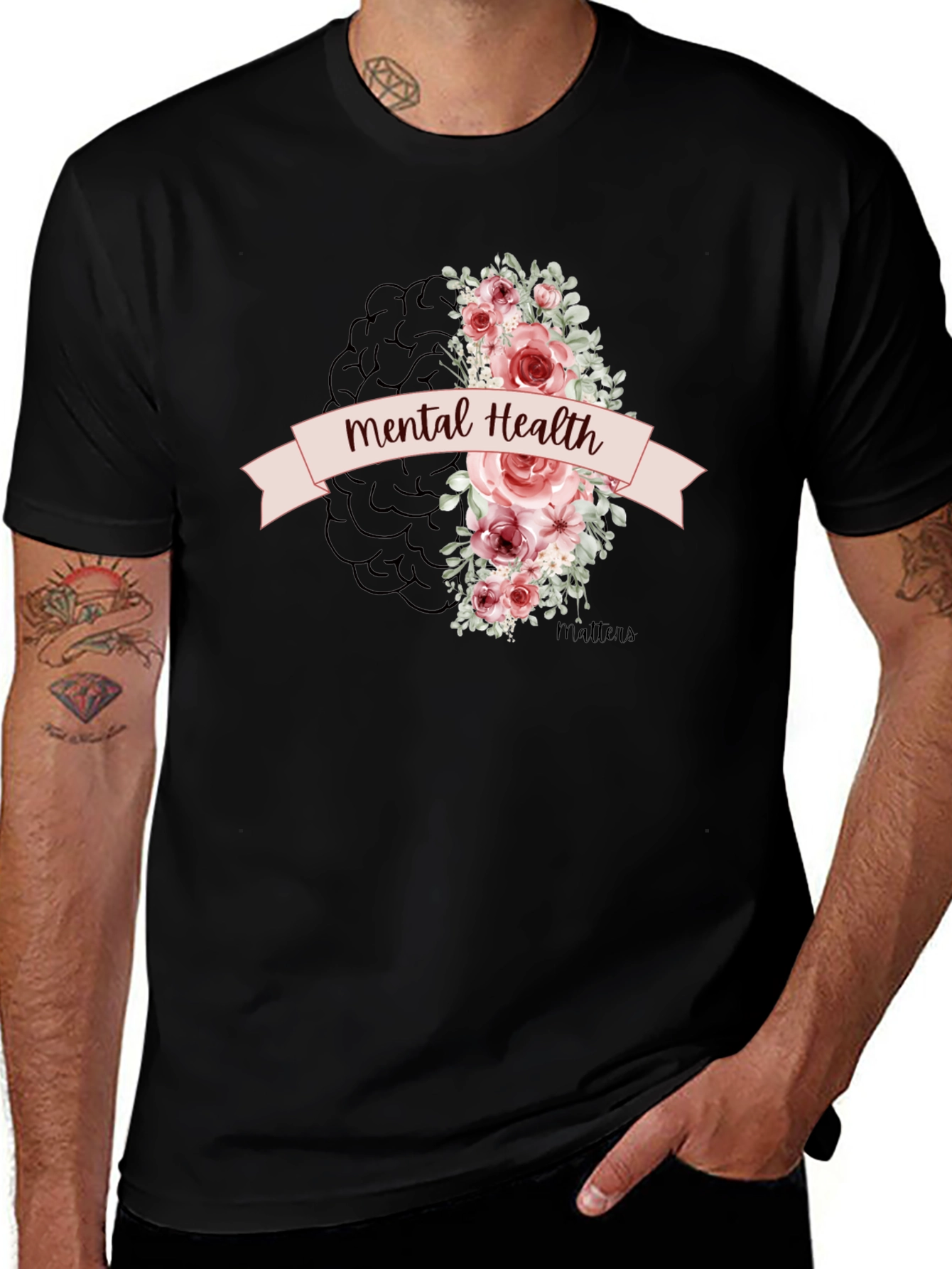Mental Health Matters Floral Brain Graphic Tee