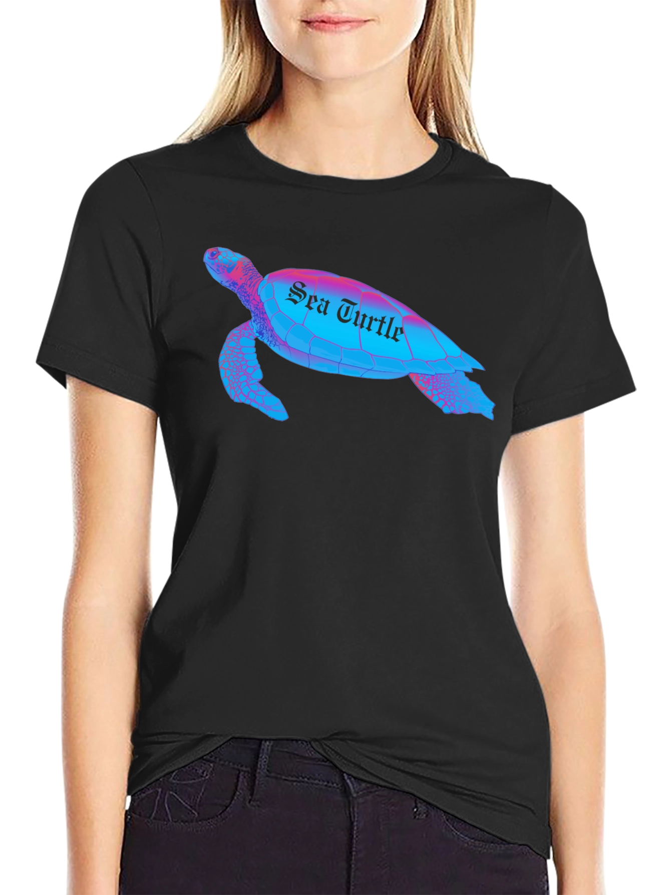Sea Turtle Graphic T-Shirt - Black