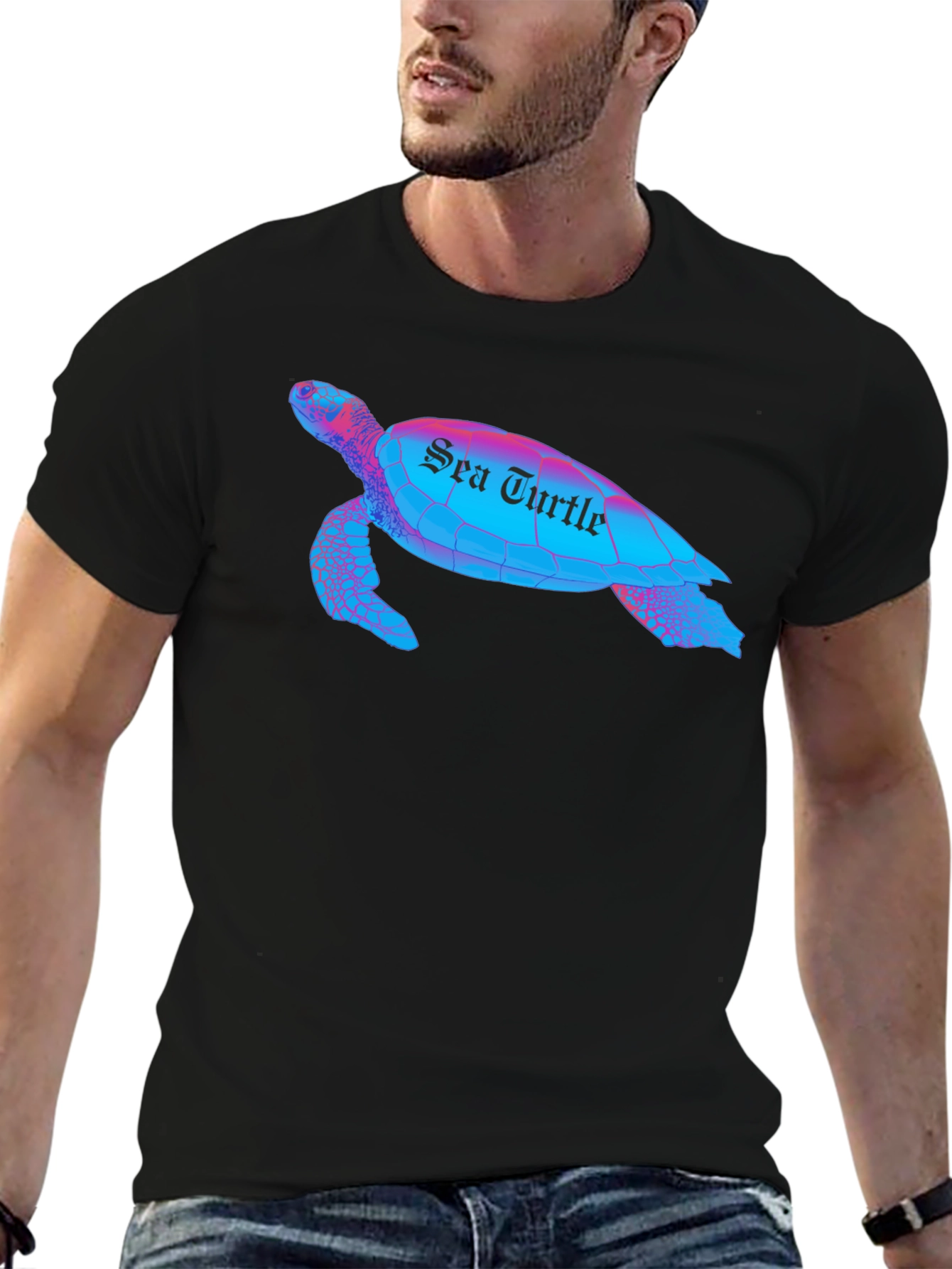 Sea Turtle Graphic T-Shirt - Black