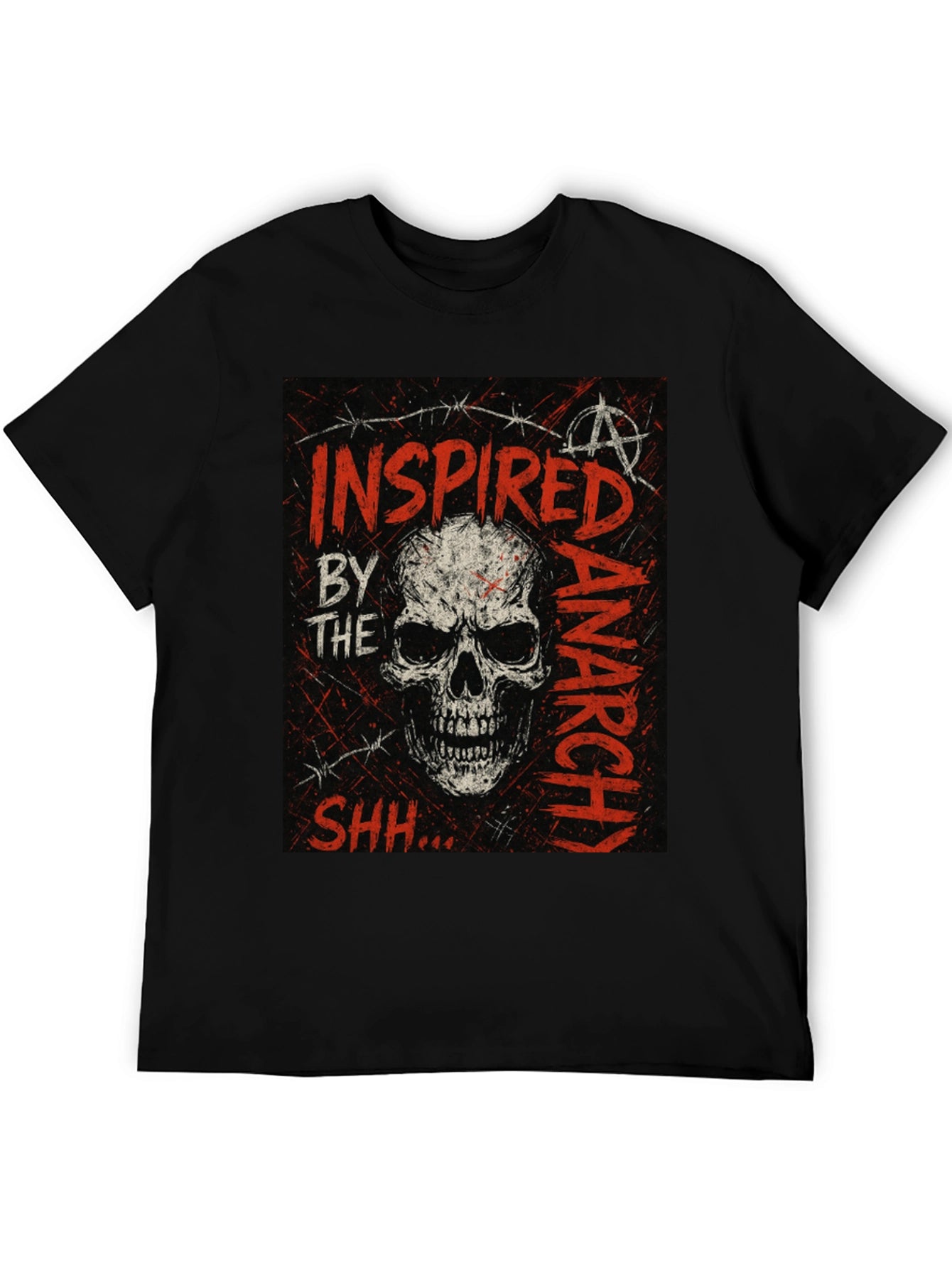 Skull Anarchy Inspired Graphic Tee - Black