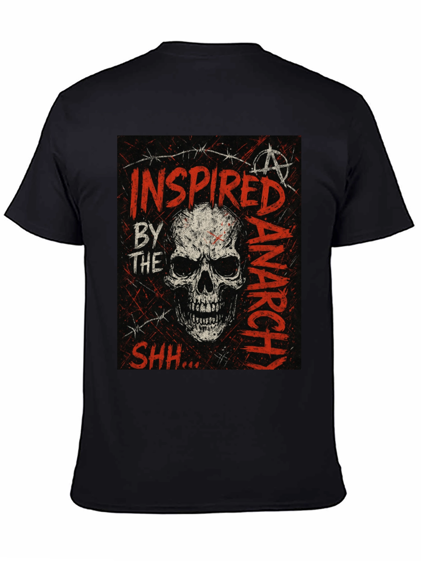 Skull Anarchy Inspired Graphic Tee - Black