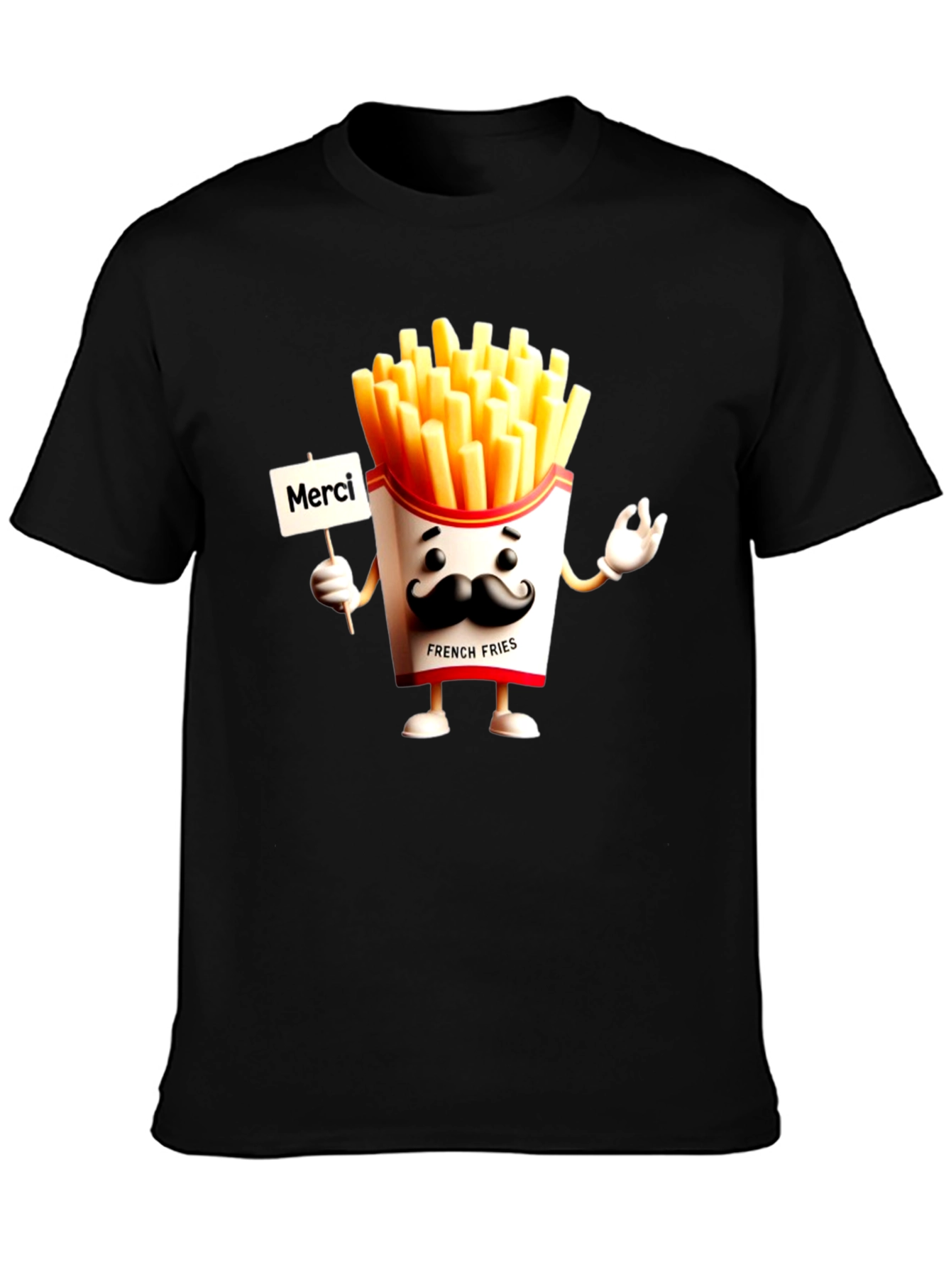 Merci French Fries Black T-Shirt