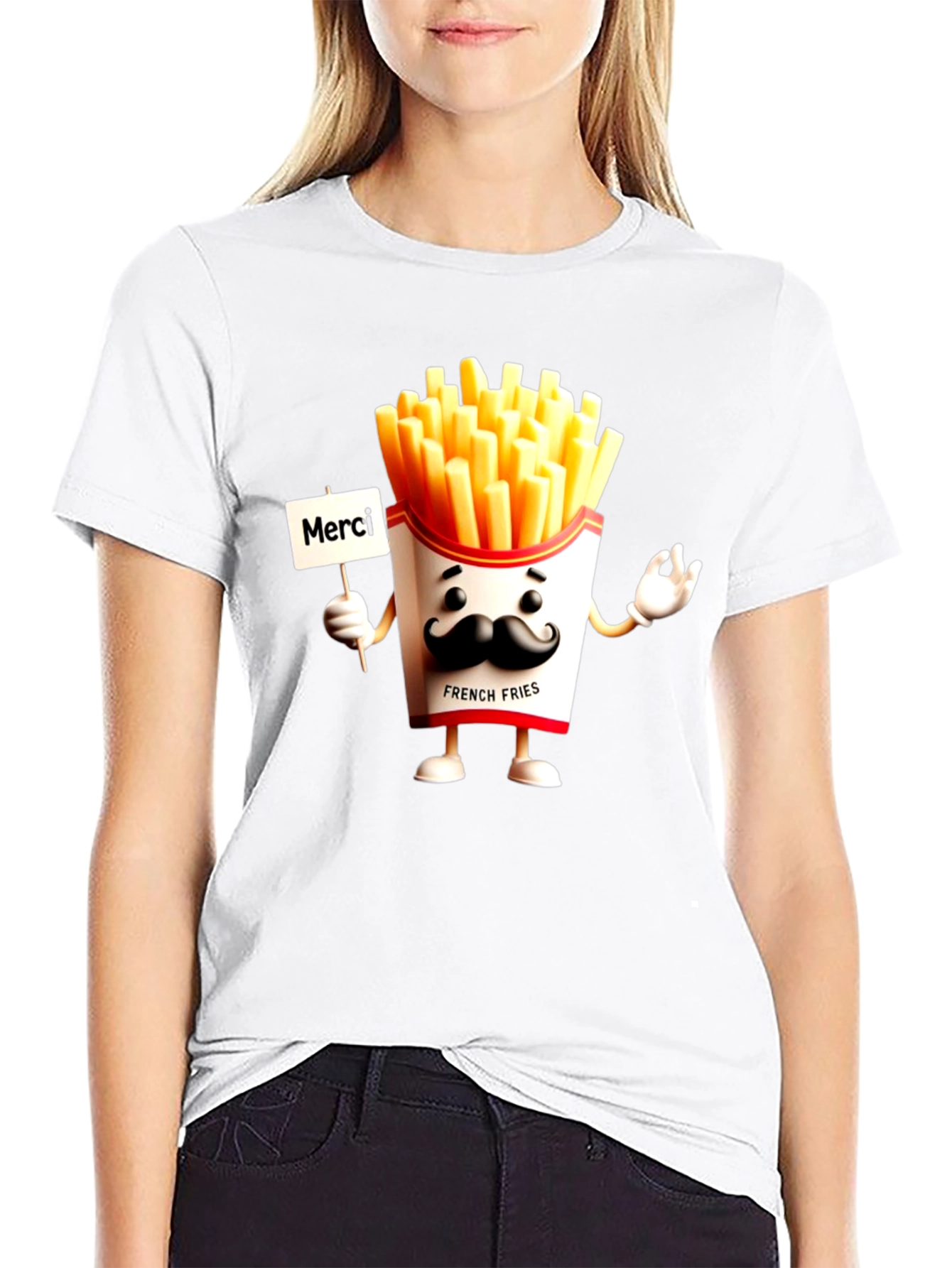 Merci French Fries Black T-Shirt