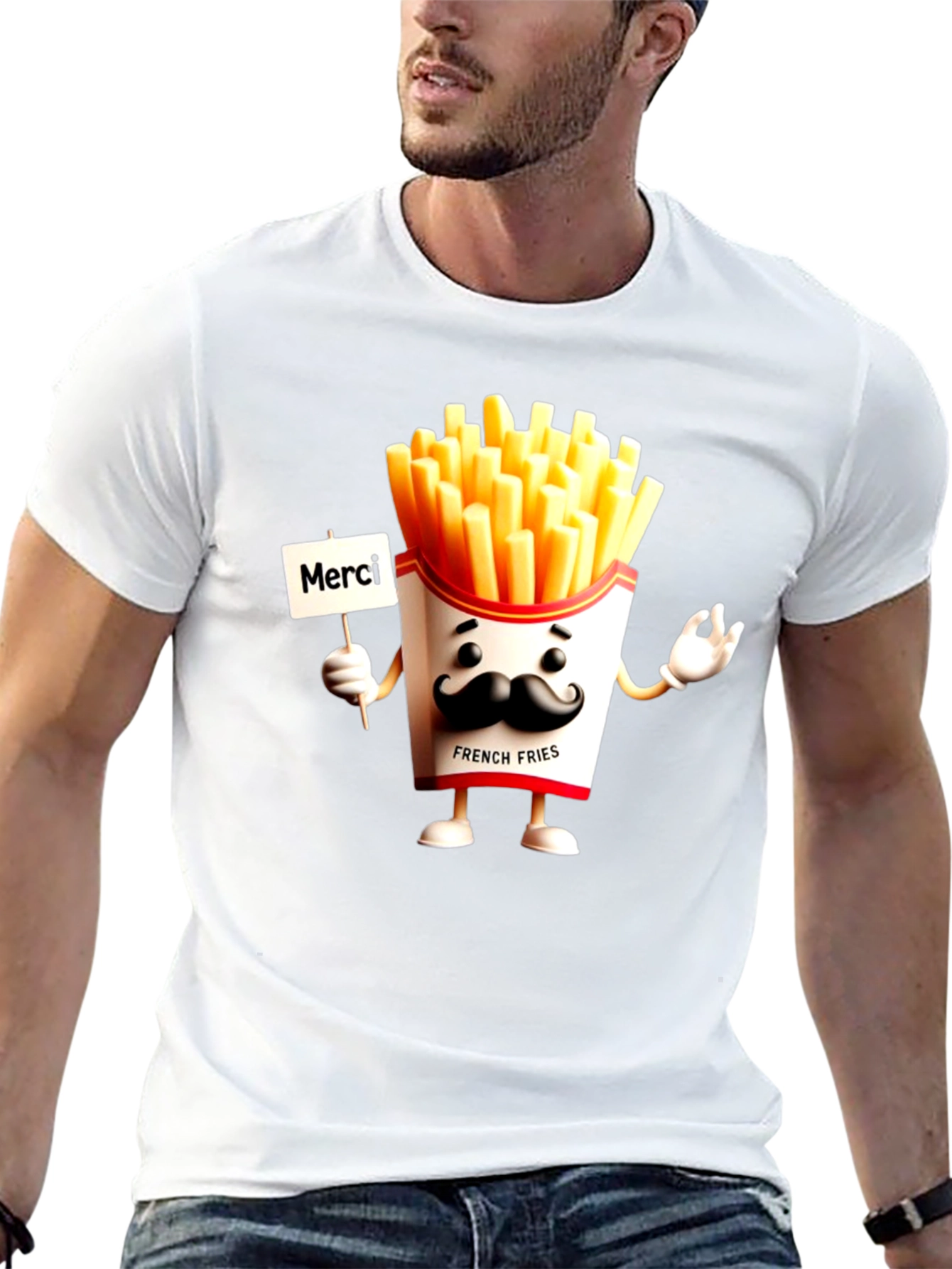 Merci French Fries Black T-Shirt