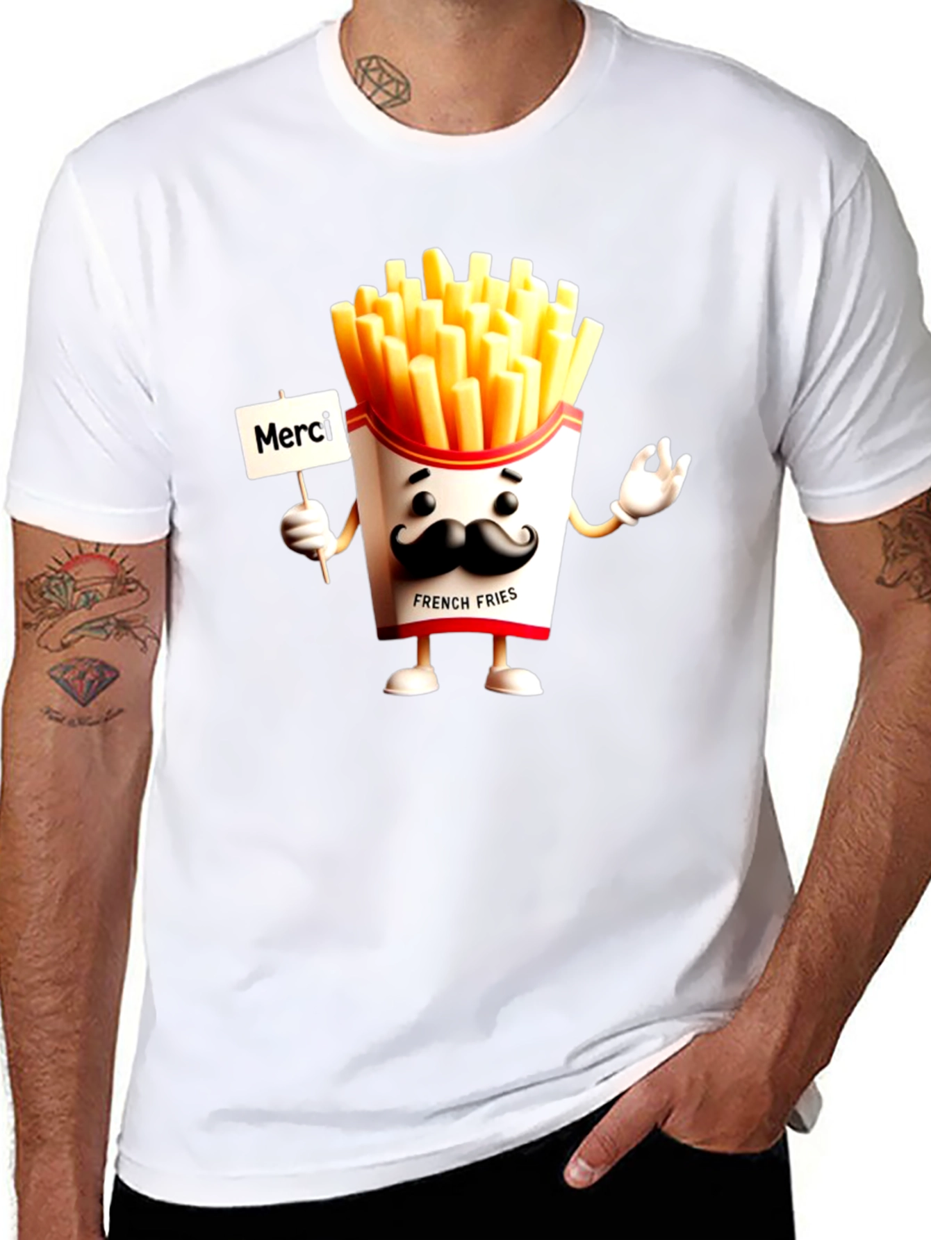 Merci French Fries Black T-Shirt
