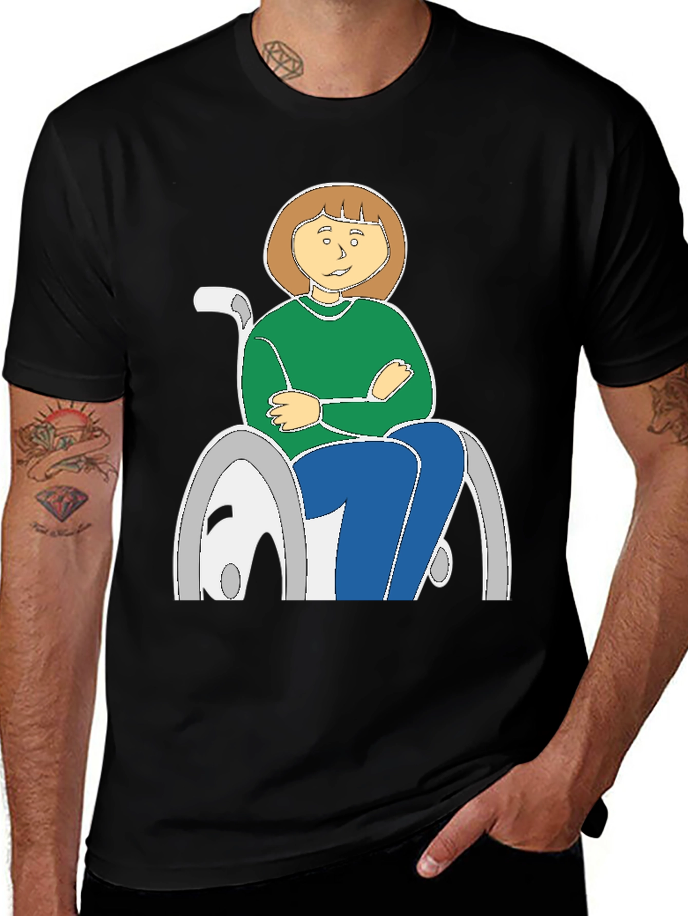 Cartoon Woman in Wheelchair T-Shirt