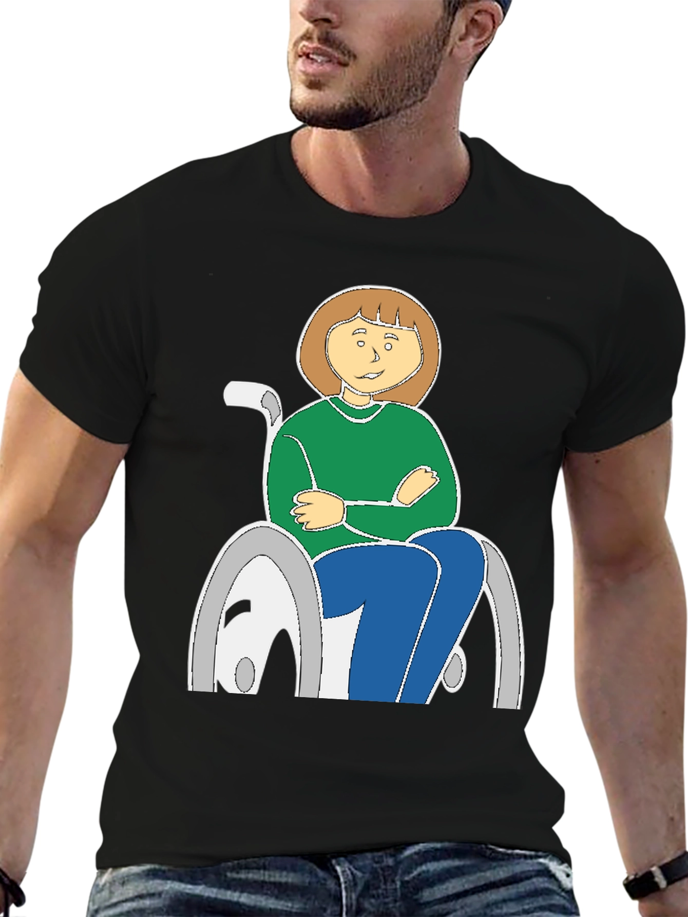 Cartoon Woman in Wheelchair T-Shirt