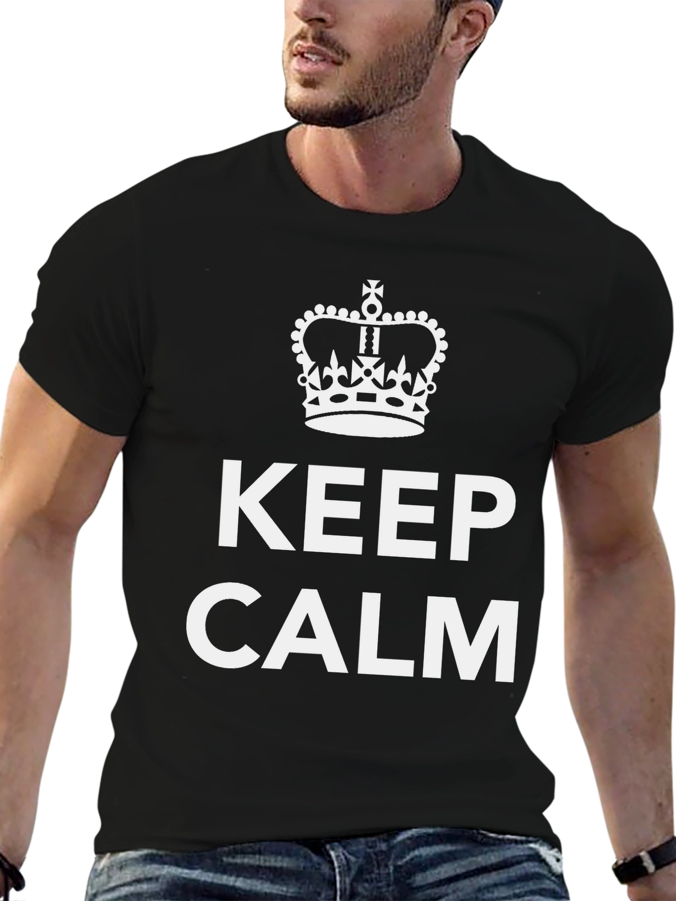 Keep Calm Graphic T-Shirt - Classic Slogan Tee