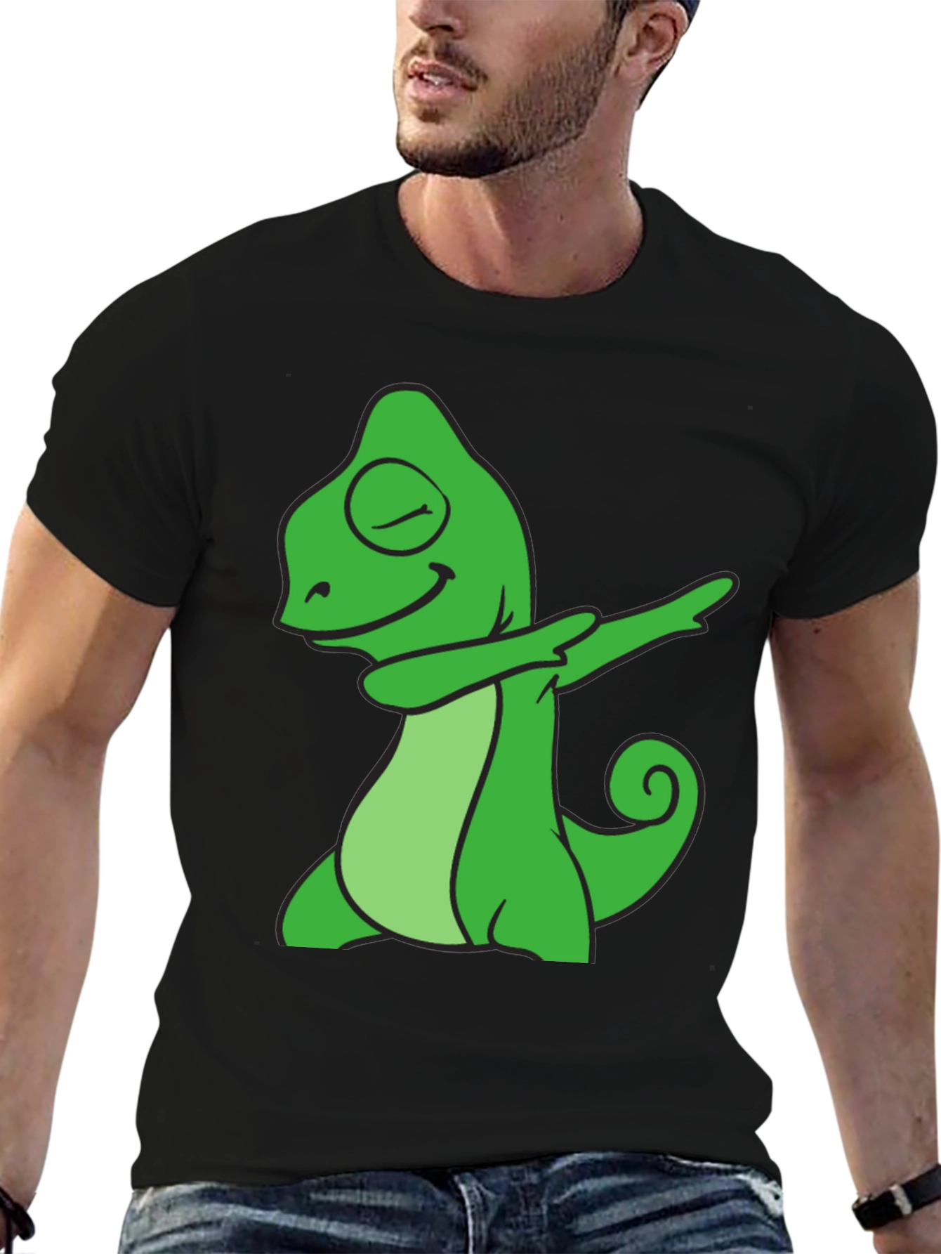 Dabbing Chameleon Graphic Tee - Cool Animal T-Shirt