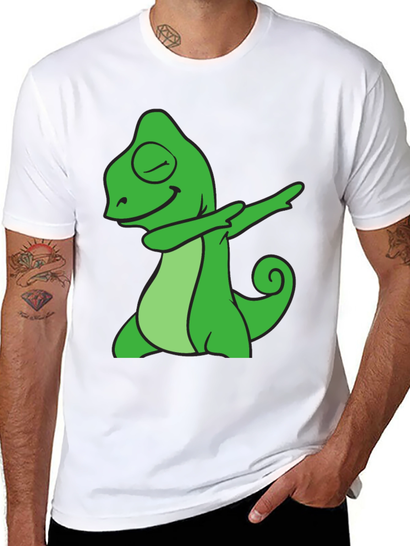 Dabbing Chameleon Graphic Tee - Cool Animal T-Shirt