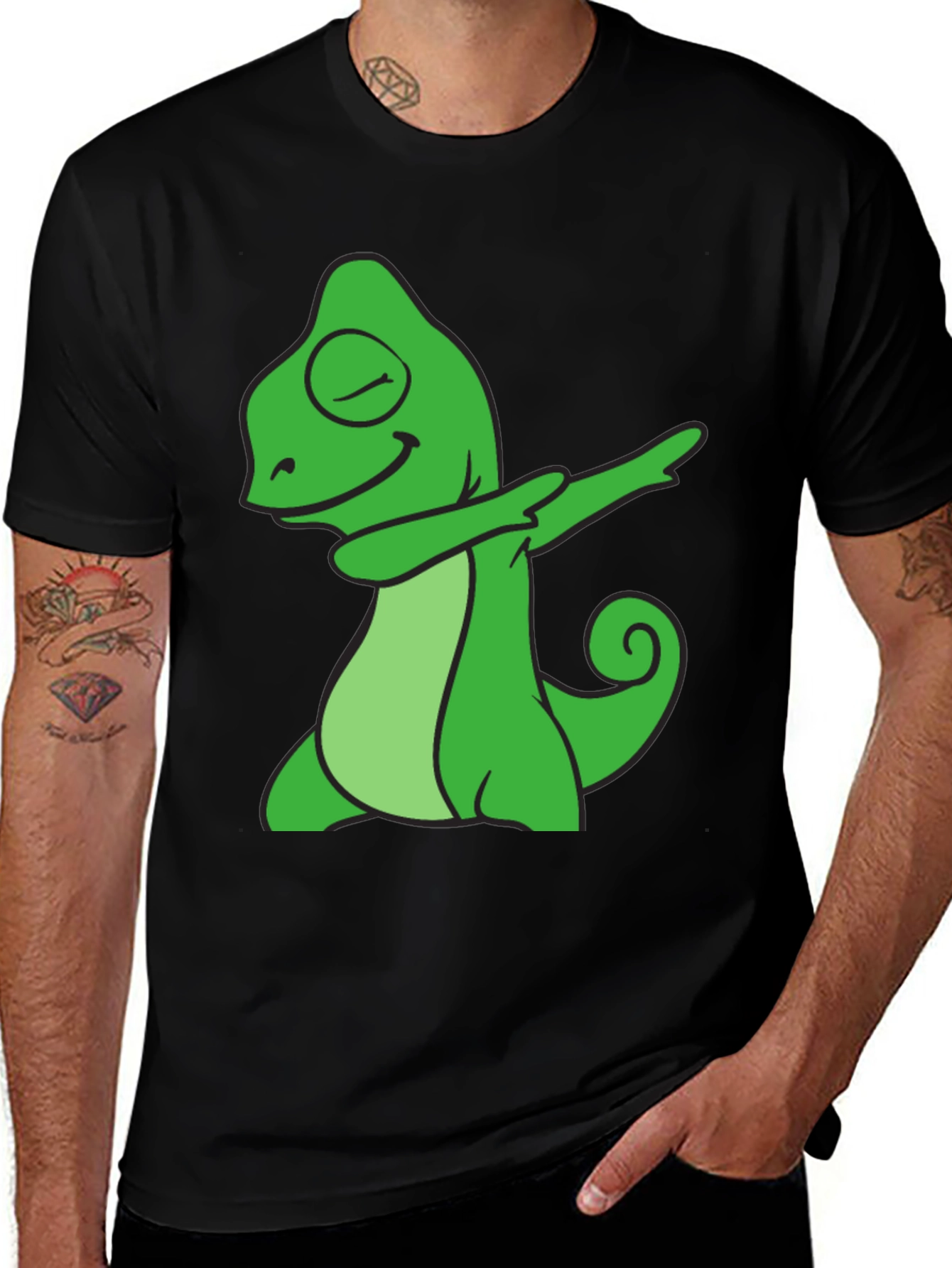 Dabbing Chameleon Graphic Tee - Cool Animal T-Shirt