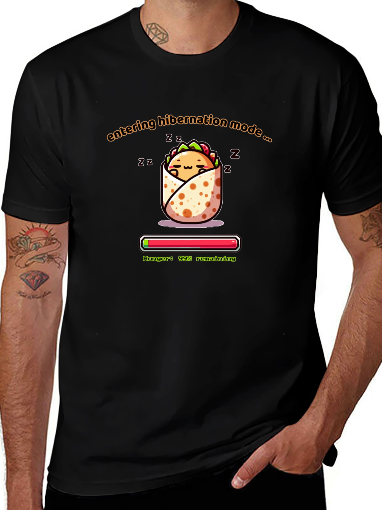 Hibernation Mode Burrito T-Shirt - Funny Foodie Tee