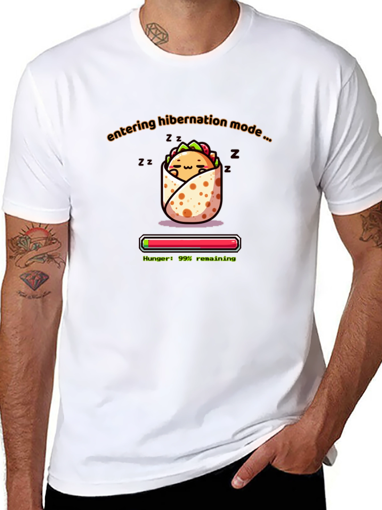 Hibernation Mode Burrito T-Shirt - Funny Foodie Tee
