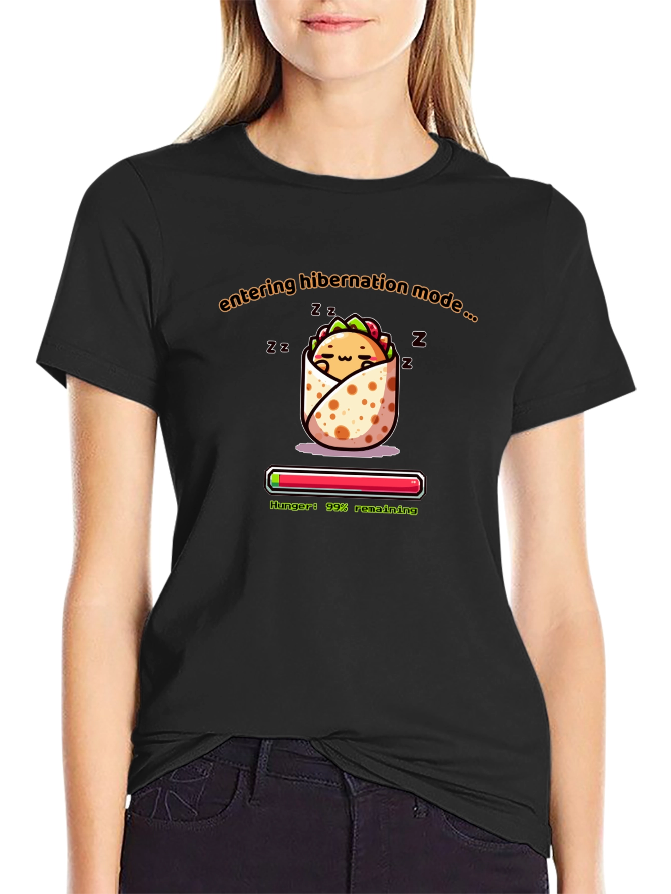 Hibernation Mode Burrito T-Shirt - Funny Foodie Tee