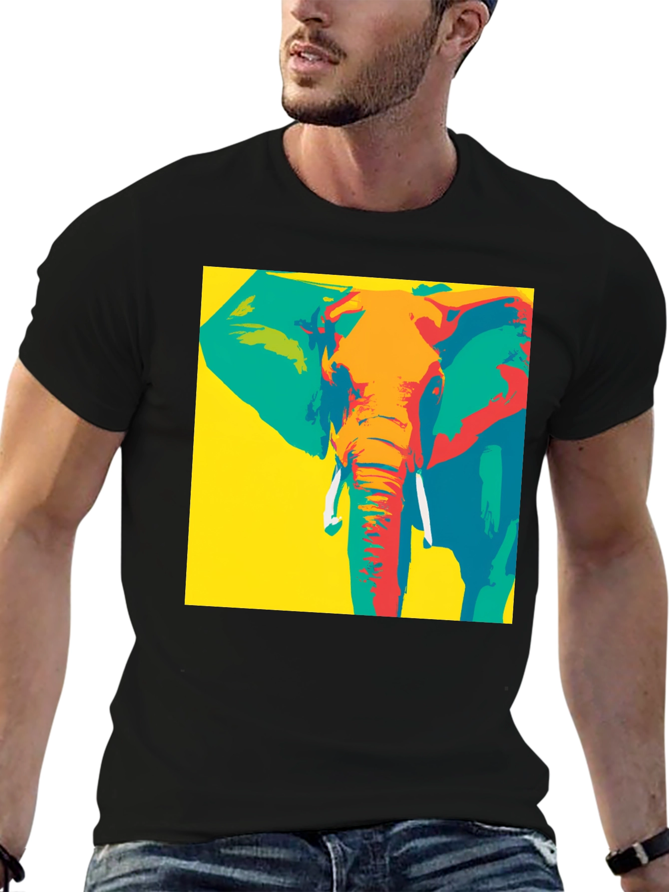 Pop Art Elephant Graphic Tee - Bold & Unique