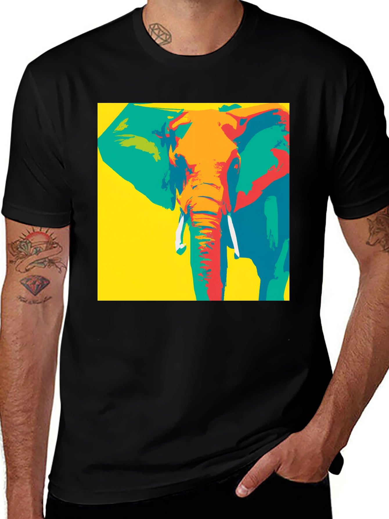 Pop Art Elephant Graphic Tee - Bold & Unique