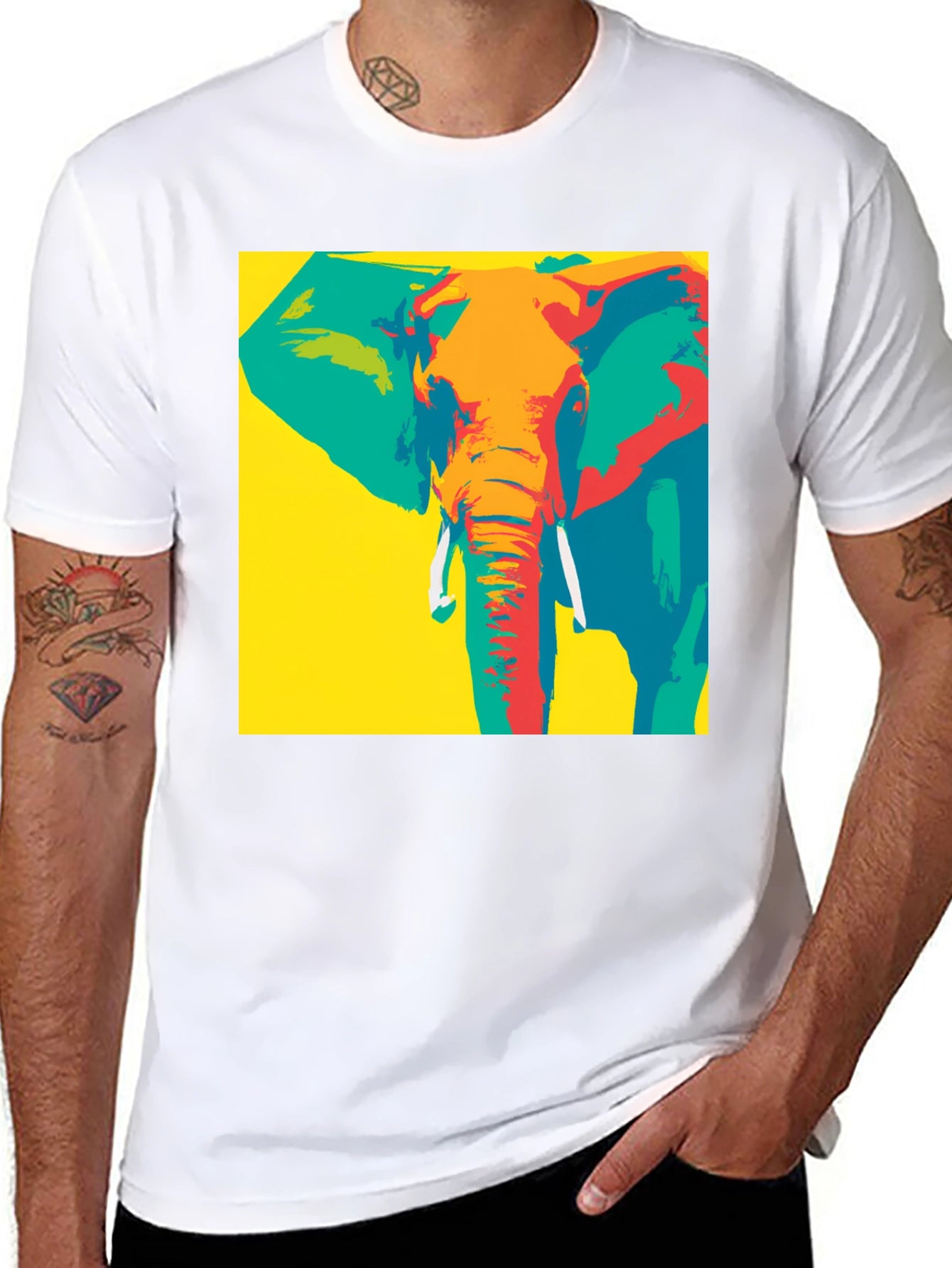 Pop Art Elephant Graphic Tee - Bold & Unique