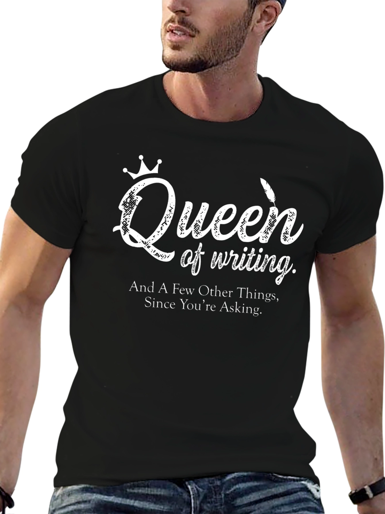 Queen of Writing Graphic T-Shirt - Novelty Writer Tee