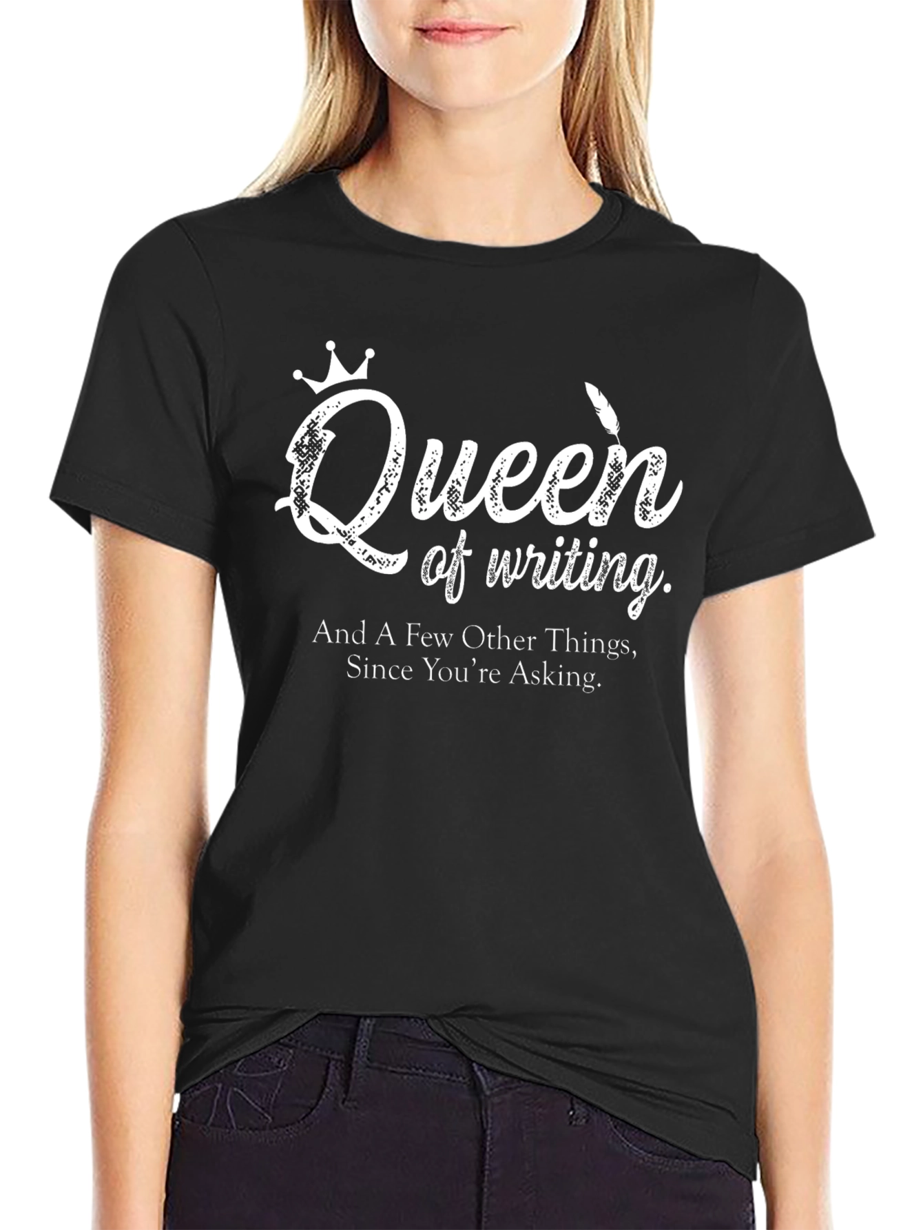 Queen of Writing Graphic T-Shirt - Novelty Writer Tee