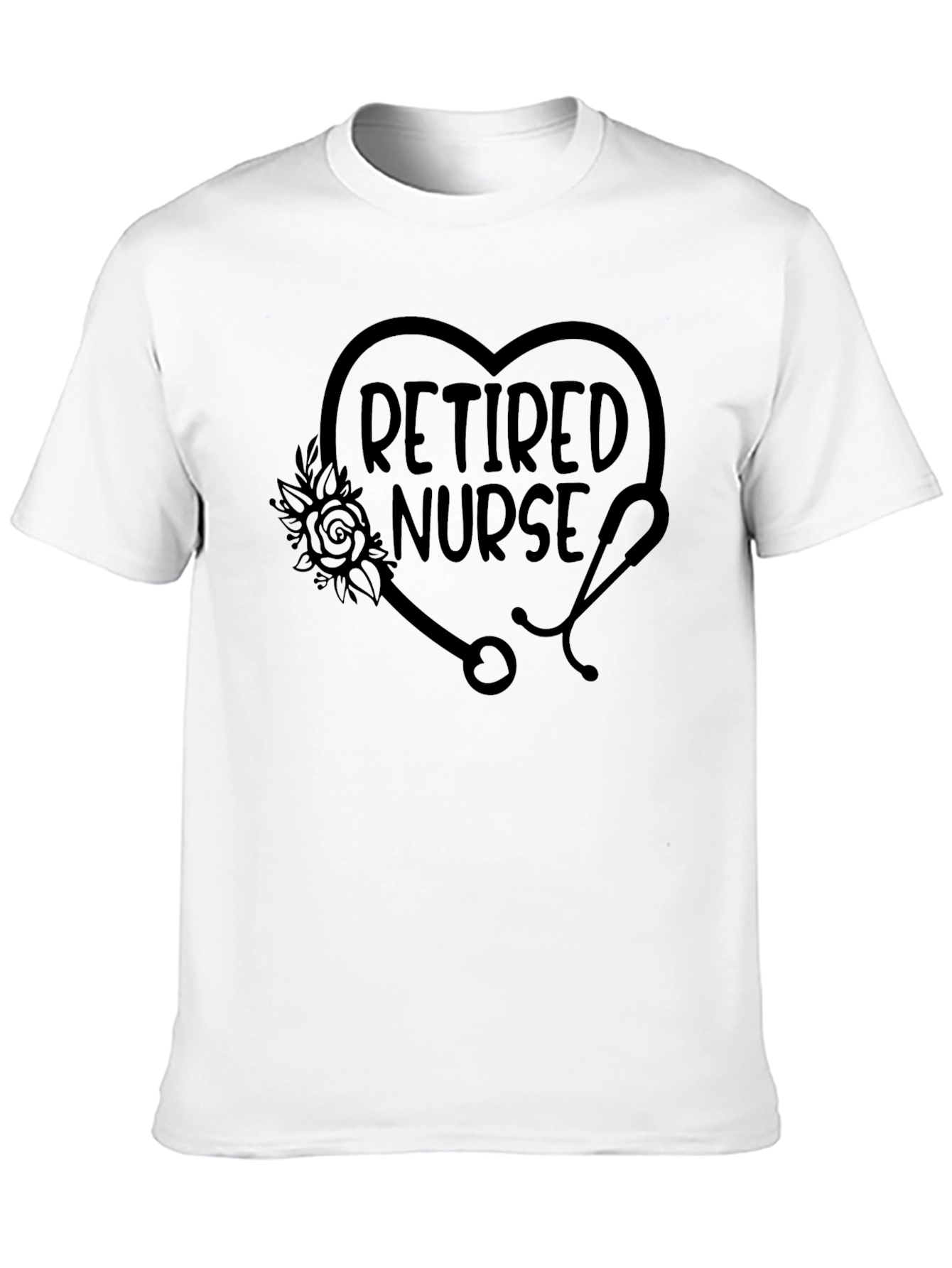 Retired Nurse Heart Stethoscope Graphic T-Shirt